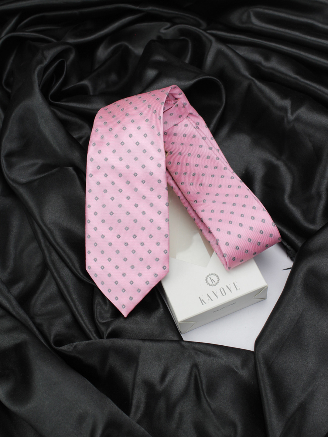Kavove Men Pink & Grey The Abstract Polka Fusion Woven Design Broad Tie