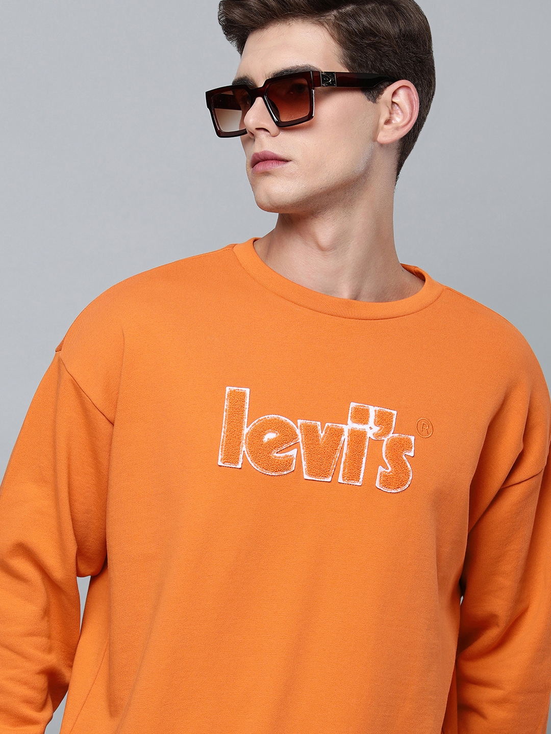 Levis Men Orange Typography Printed Full Sleeved Casual Sweatshirt