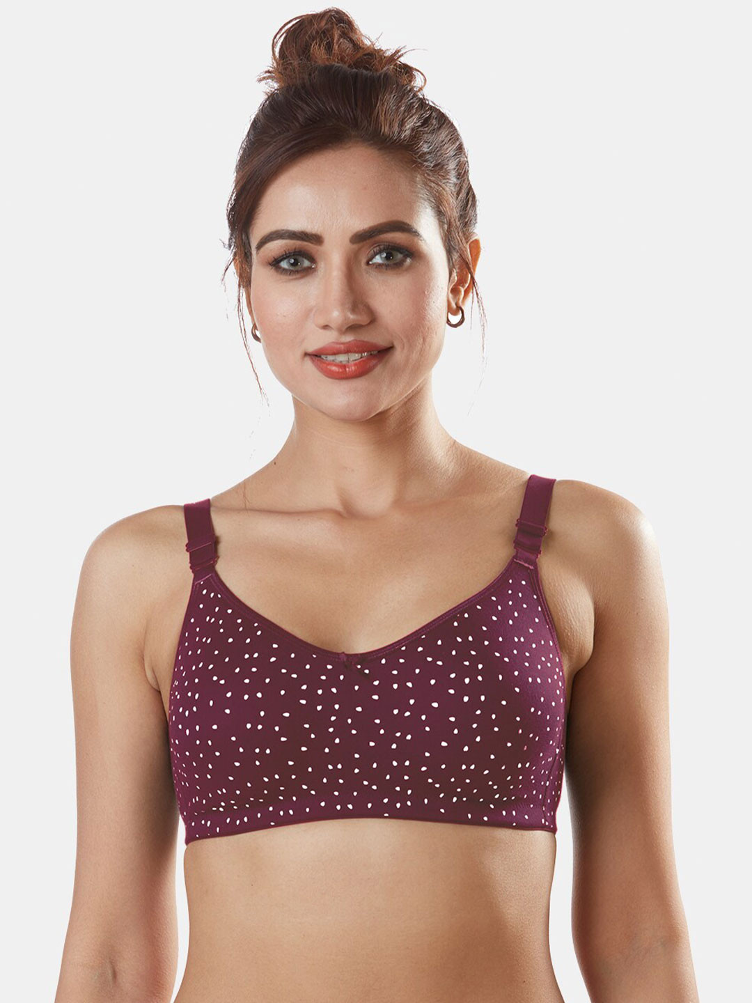 Sonari Burgundy & White Abstract T-shirt Bra nivyawine32C