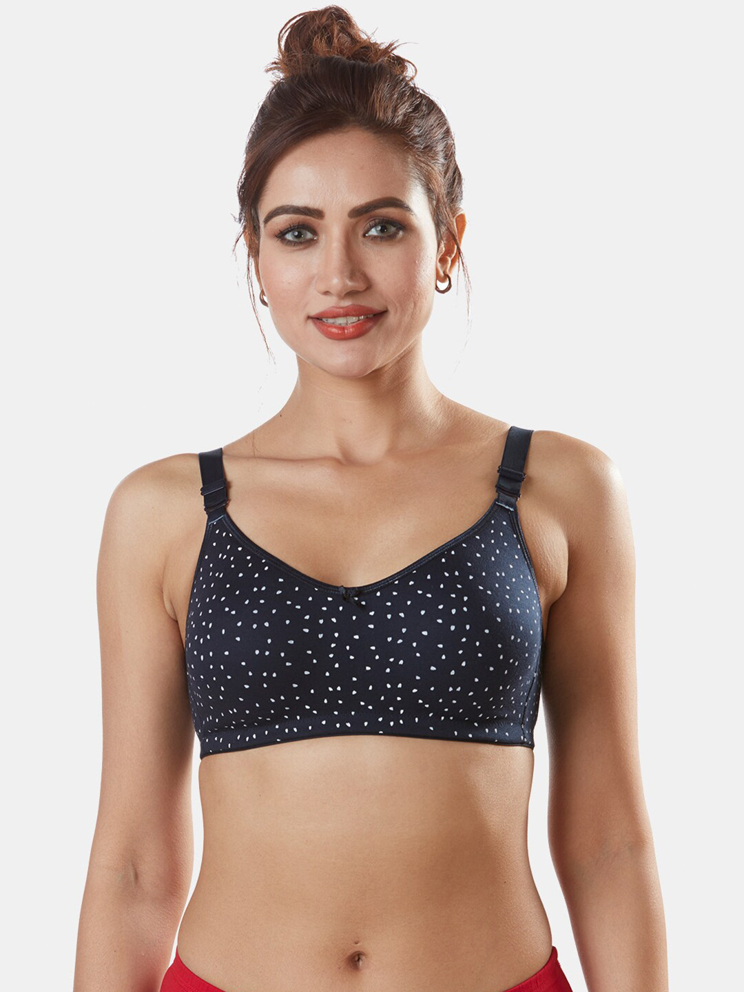 Sonari Navy Blue & White Abstract T-shirt Bra nivyanblue32C
