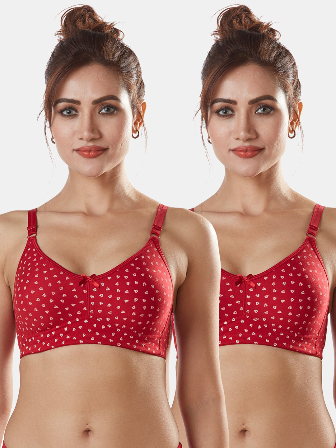 Sonari Women Red & White Non-padded Supper Support Printed Bra