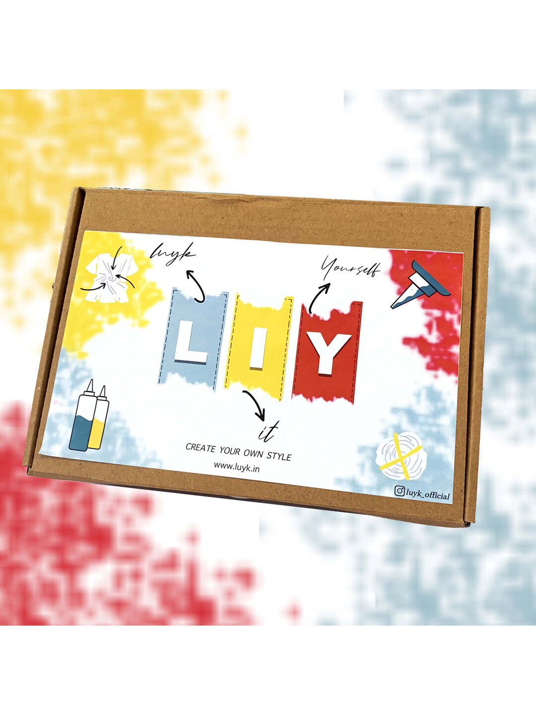 luyk Kids Red & Blue Tie & Dye Cotton DIY T-shirt Set
