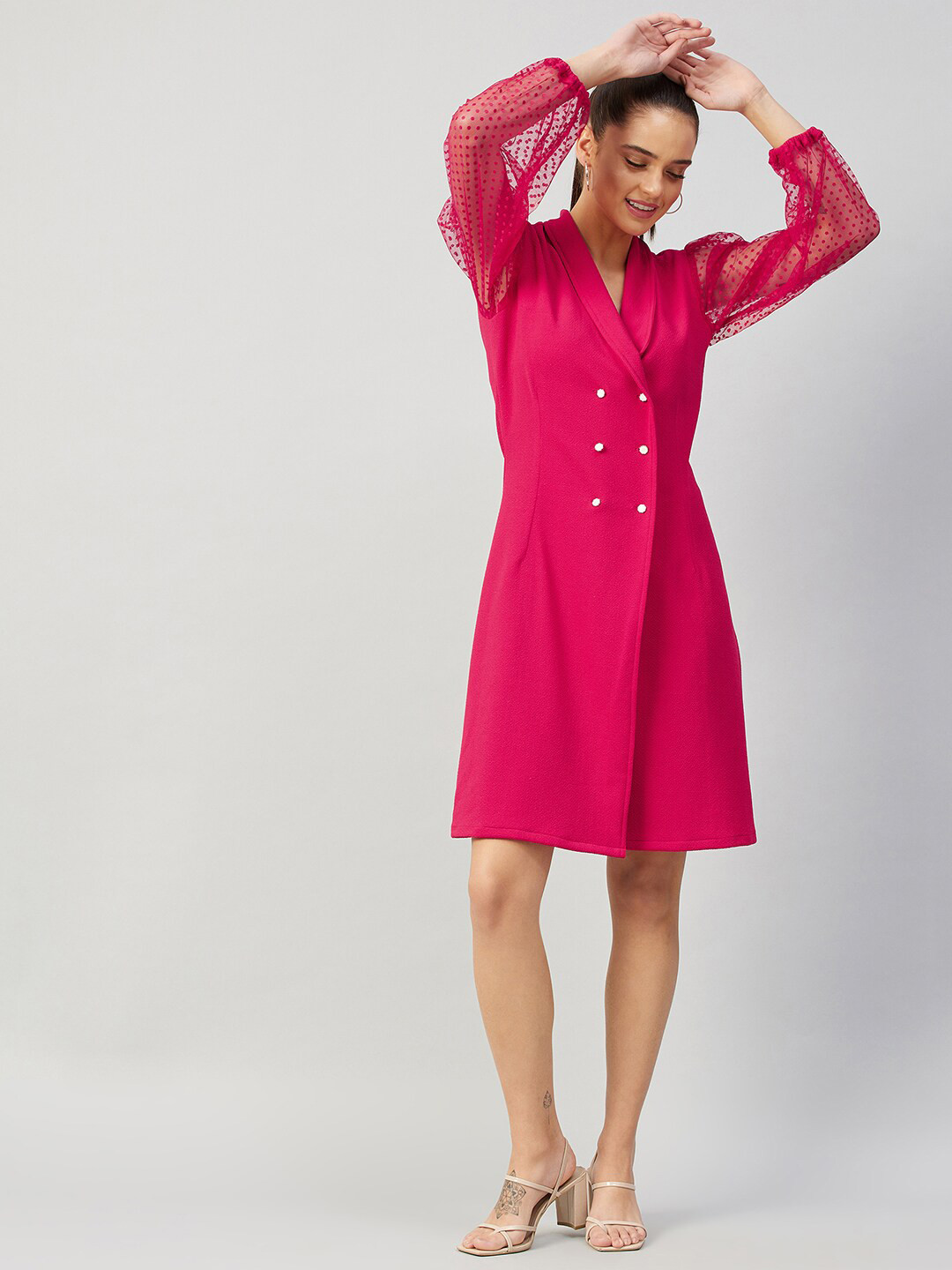 Athena Fuchsia Lace A-line Dress
