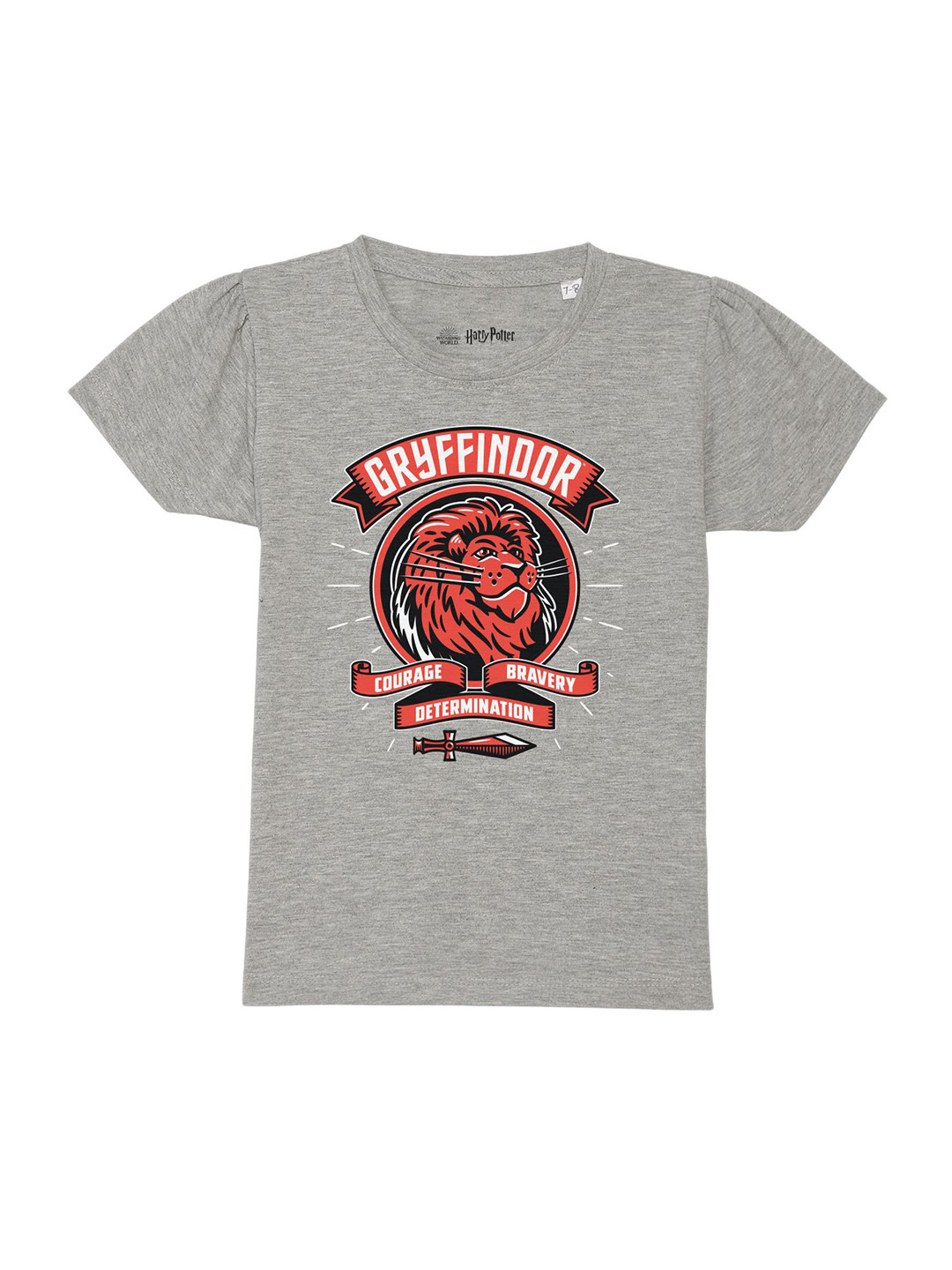 Harry Potter by Wear Your Mind Girls Grey & Maroon Pure Cotton Printed T-shirt