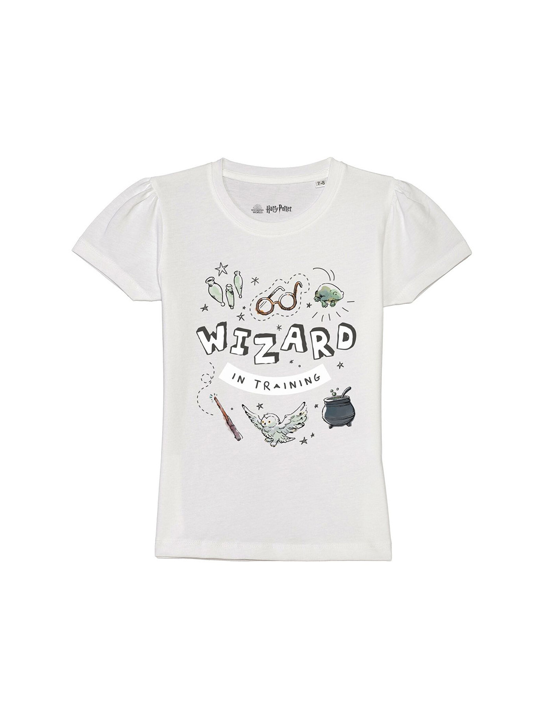 Harry Potter by Wear Your Mind Girls White Typography Printed Pure Cotton T-shirt