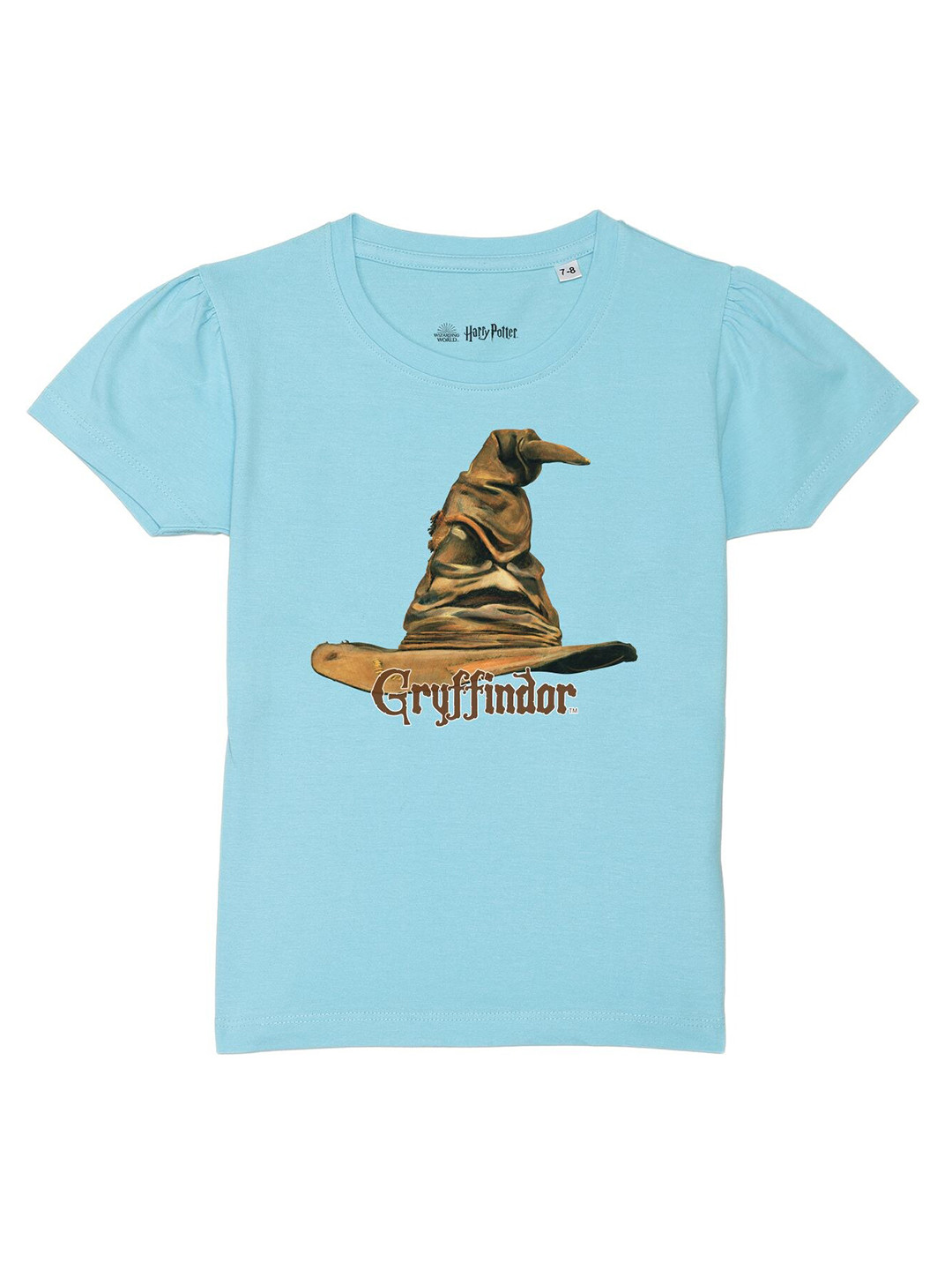 Harry Potter by Wear Your Mind Girls Blue & Brown Pure Cotton Printed T-shirt