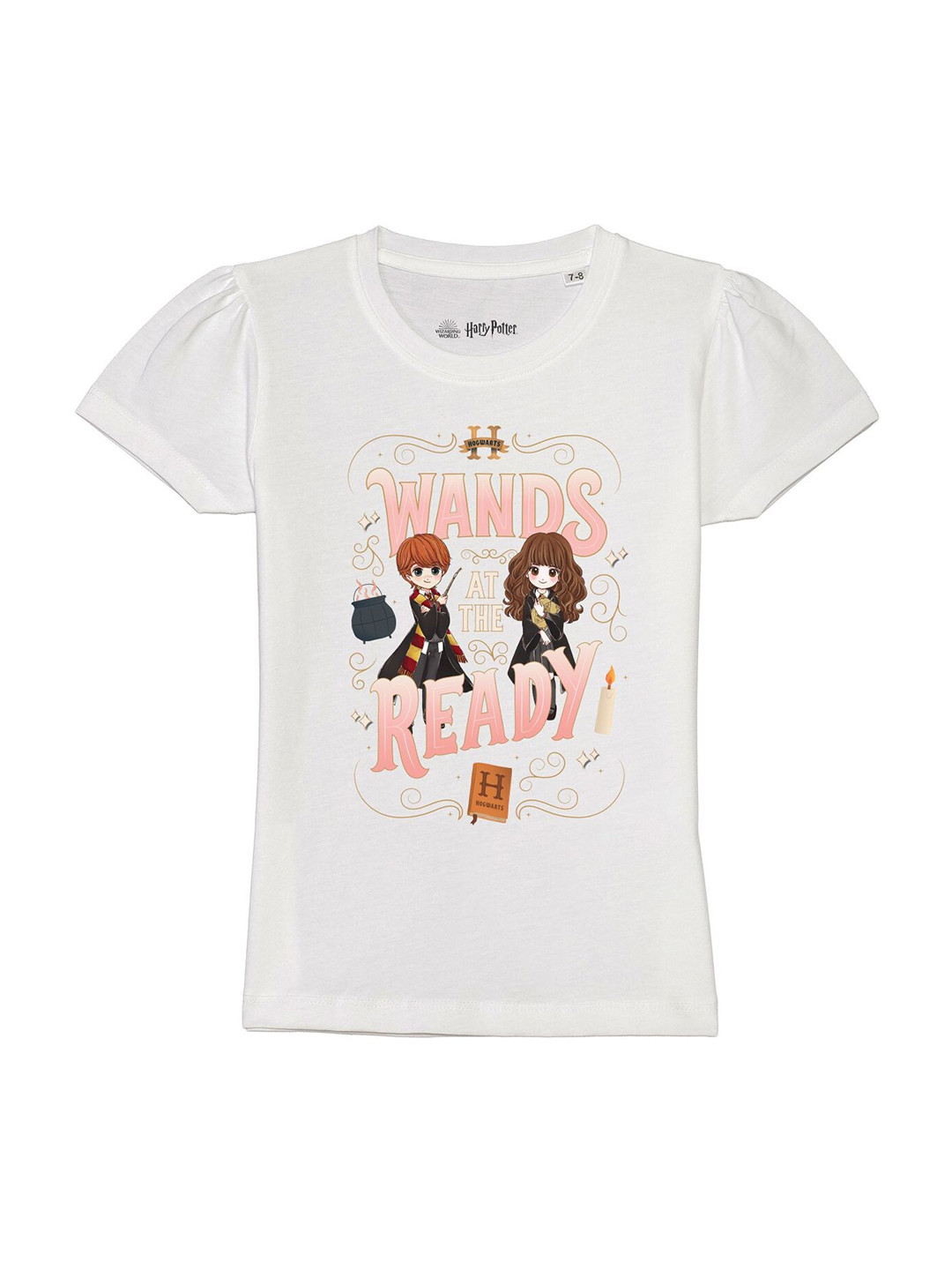 Harry Potter by Wear Your Mind Girls White Harry Potter Printed Pure Cotton T-shirt