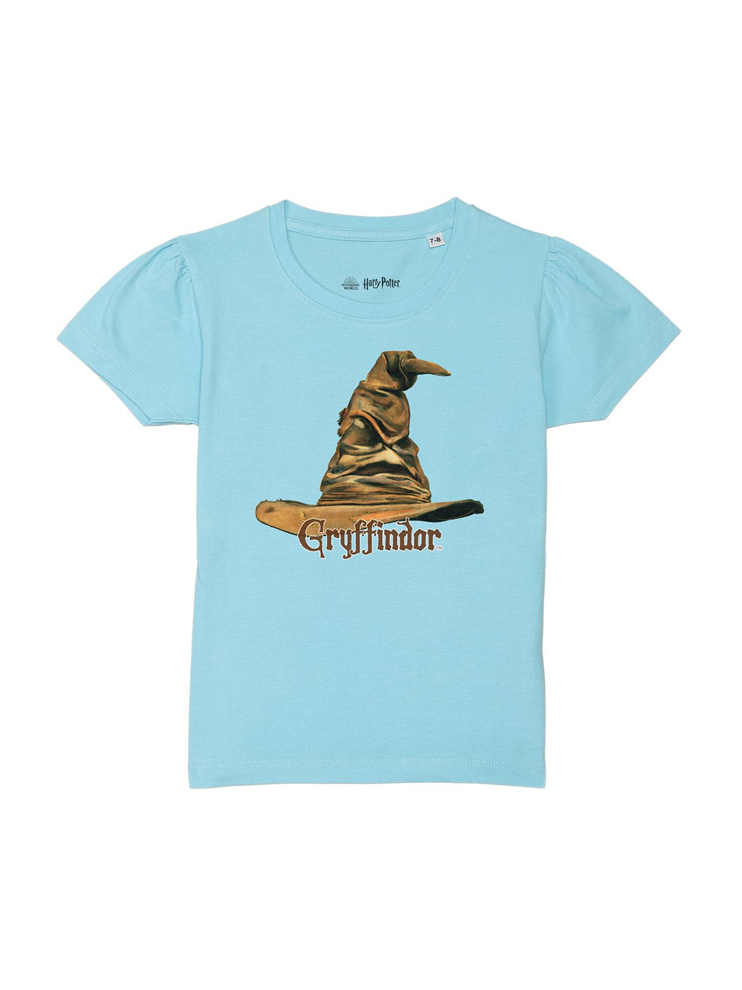 Harry Potter by Wear Your Mind Girls Blue & Brown Printed Pure Cotton T-shirt