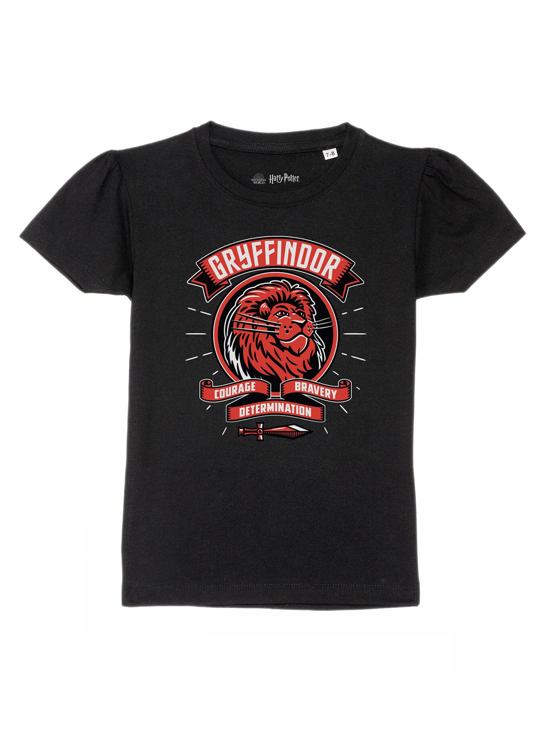 Harry Potter by Wear Your Mind Girls Black & Maroon Pure Cotton Printed T-shirt