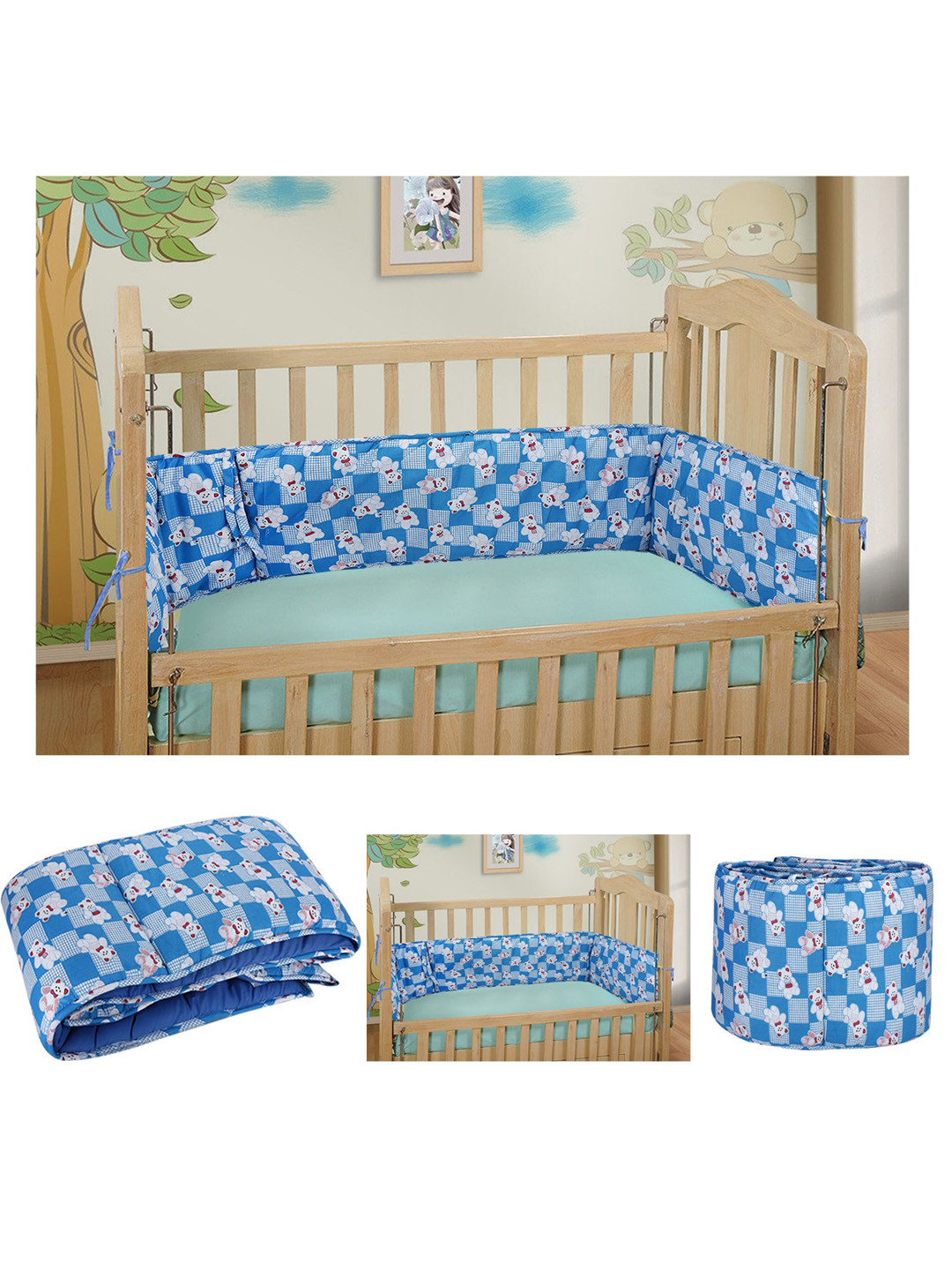 DearJoy Blue Printed Baby Cot Bedding Bumper