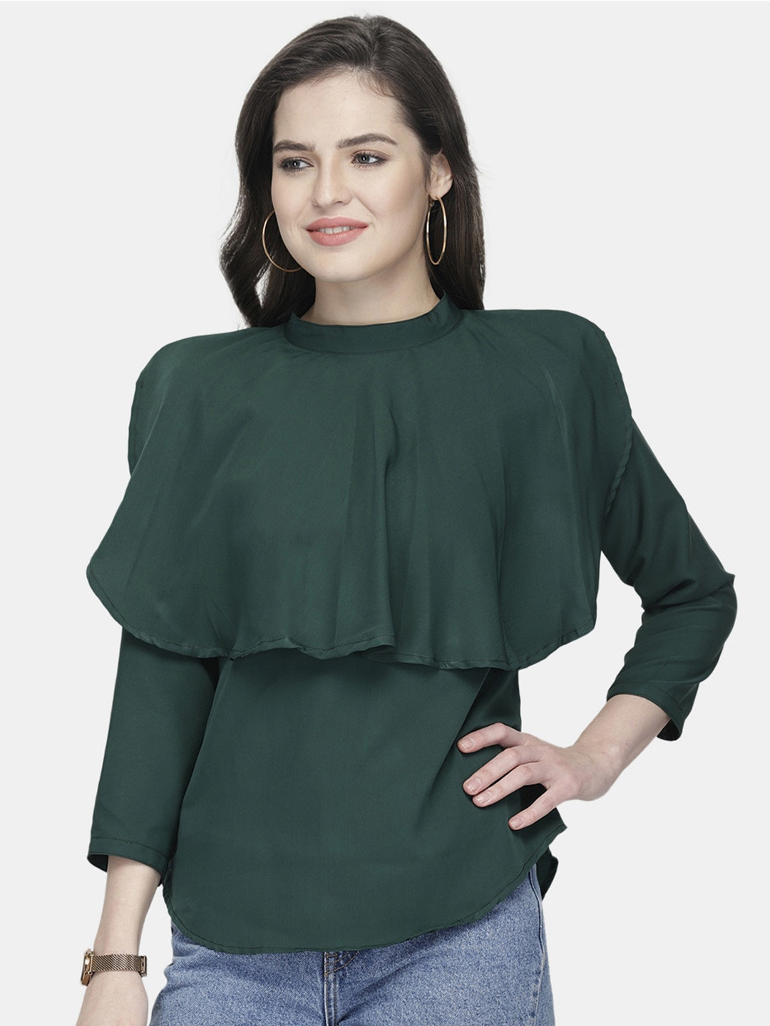Sayesha Green Crepe Top