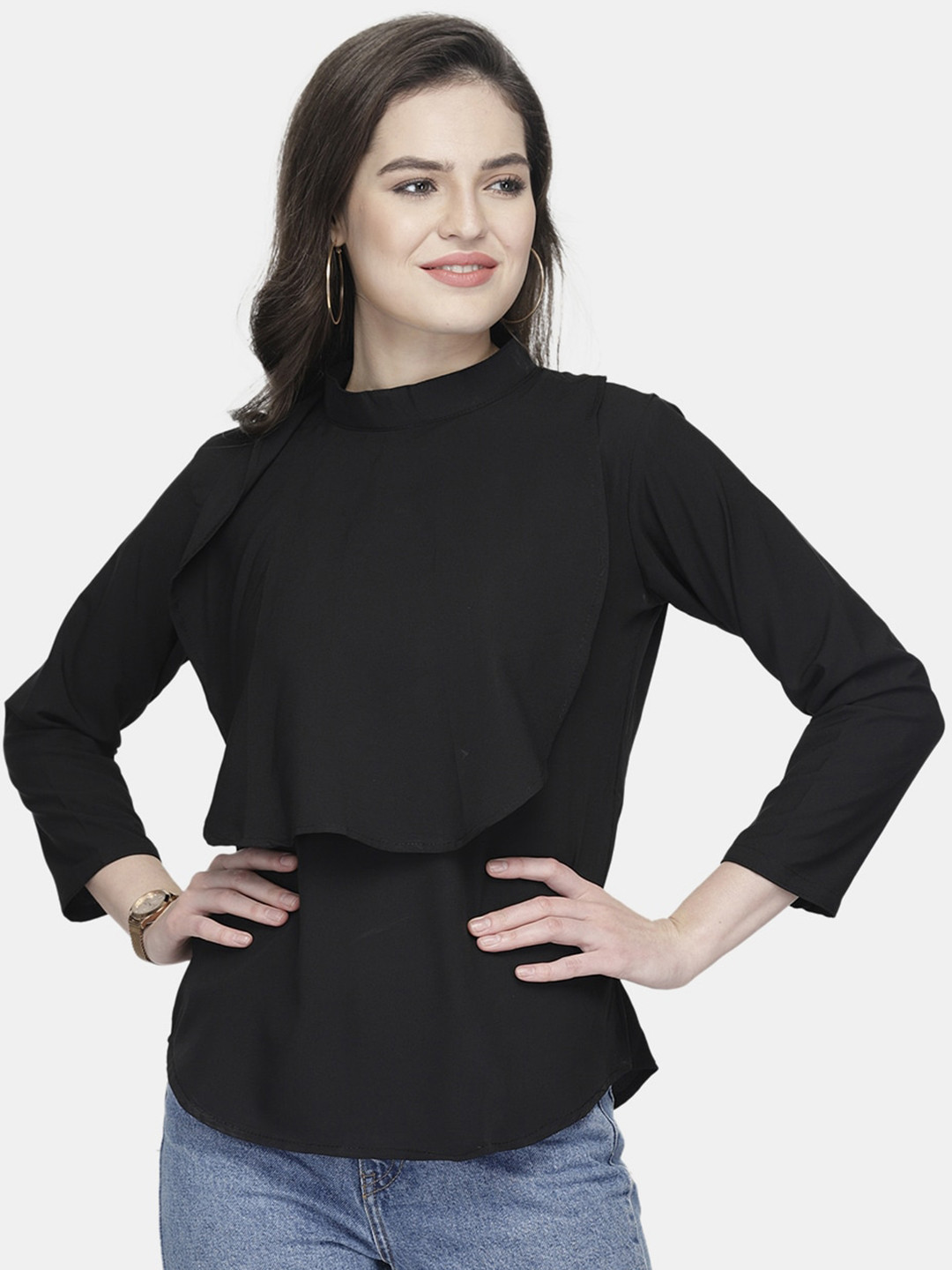 Sayesha Black Crepe Top