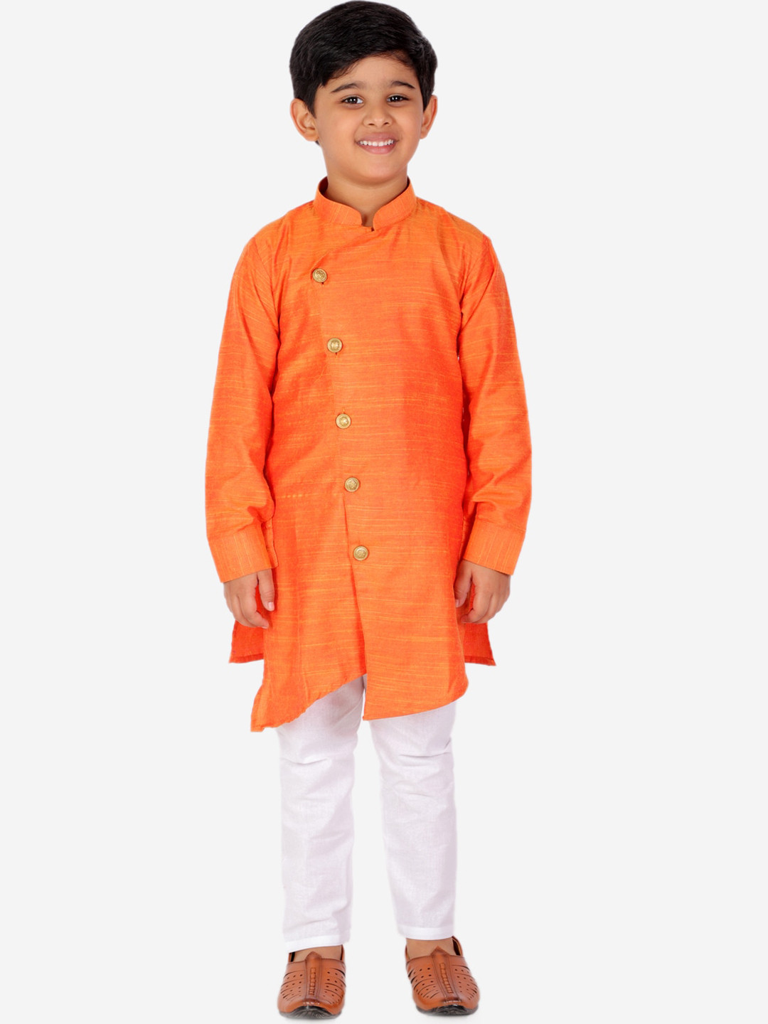 Pro-Ethic STYLE DEVELOPER Boys Orange & White Panelled Kurta With Pyjamas