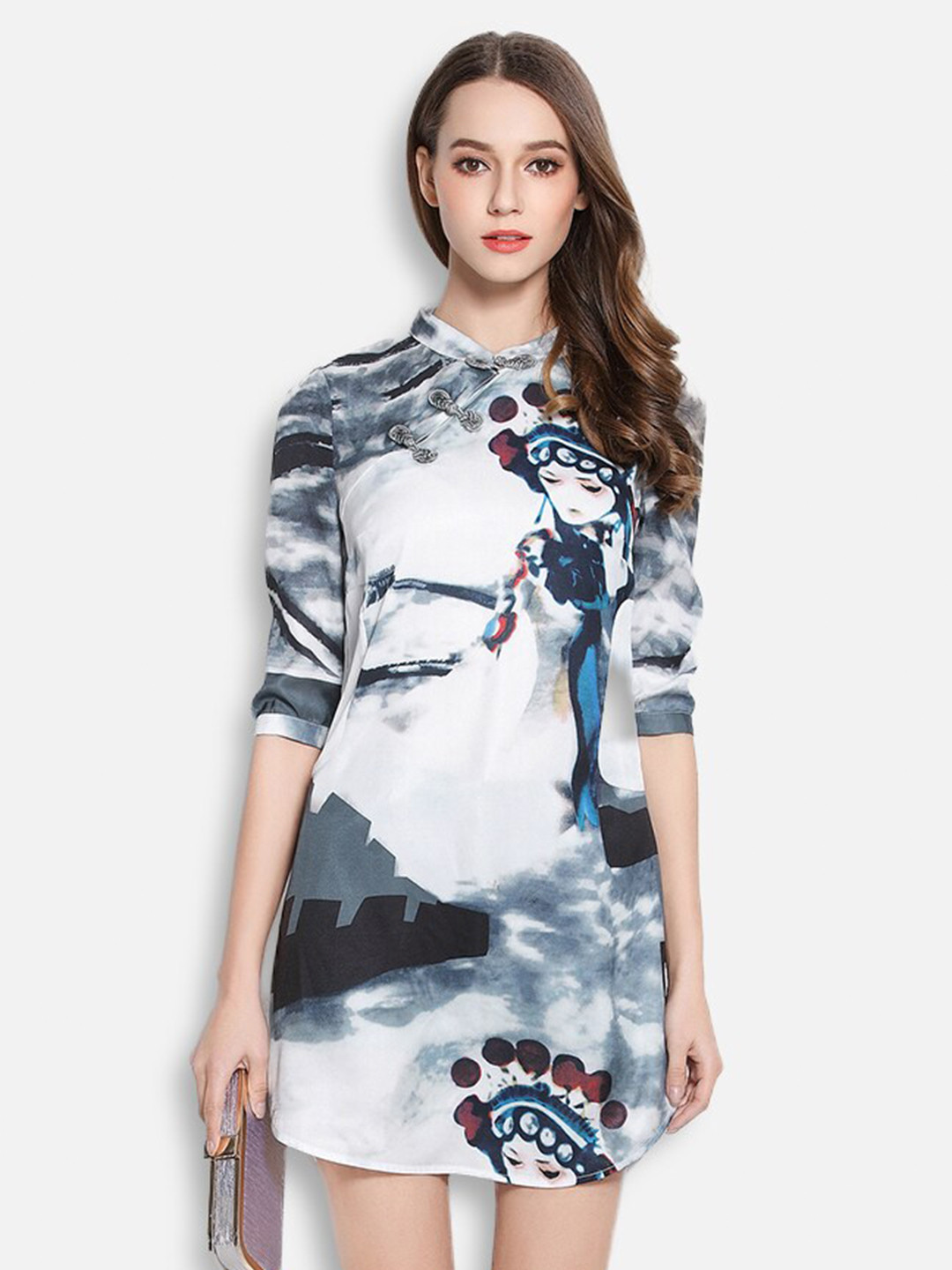 JC Collection Grey Printed T-shirt Dress