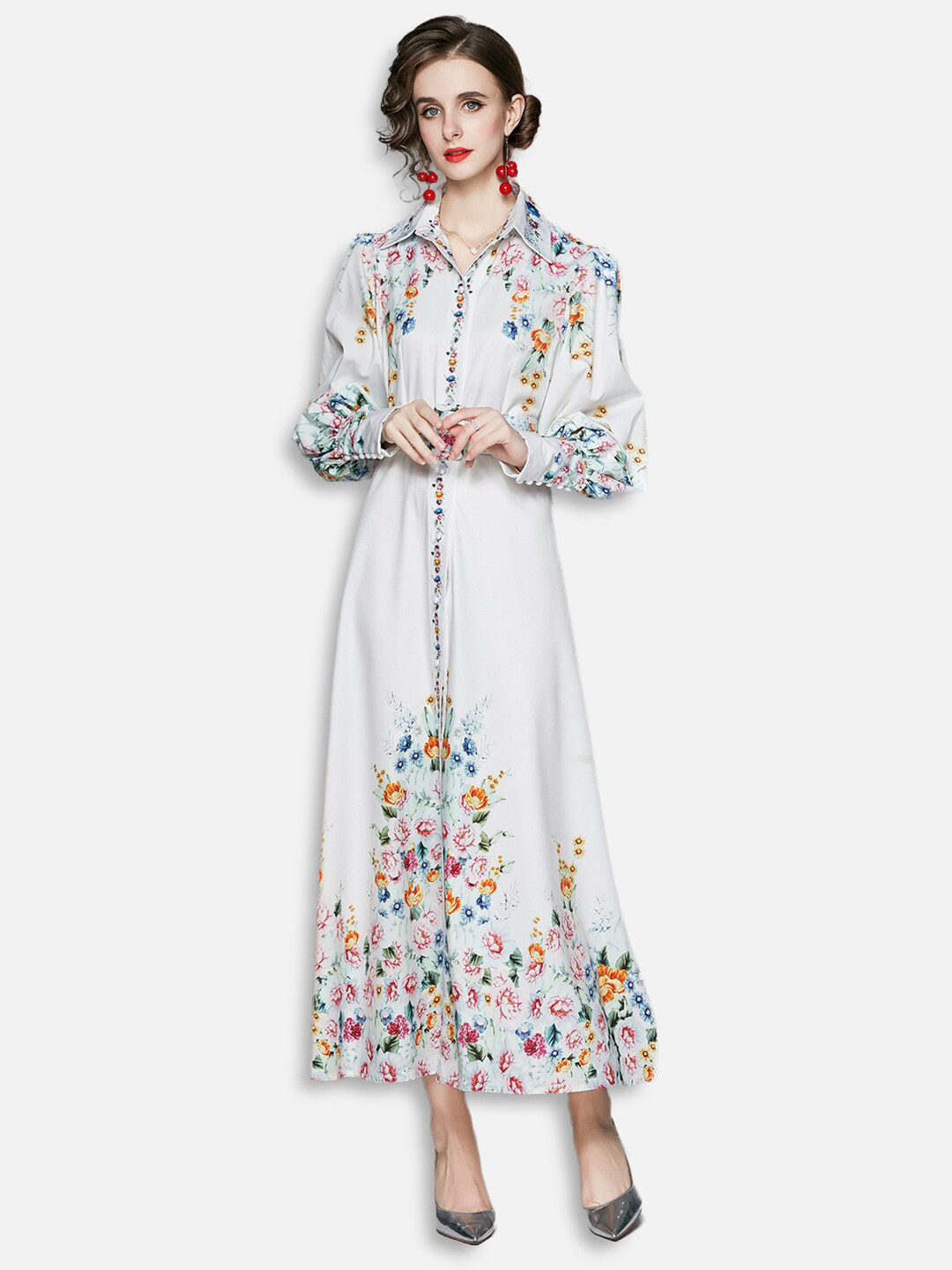 JC Collection White & Multicoloured Floral Maxi Dress