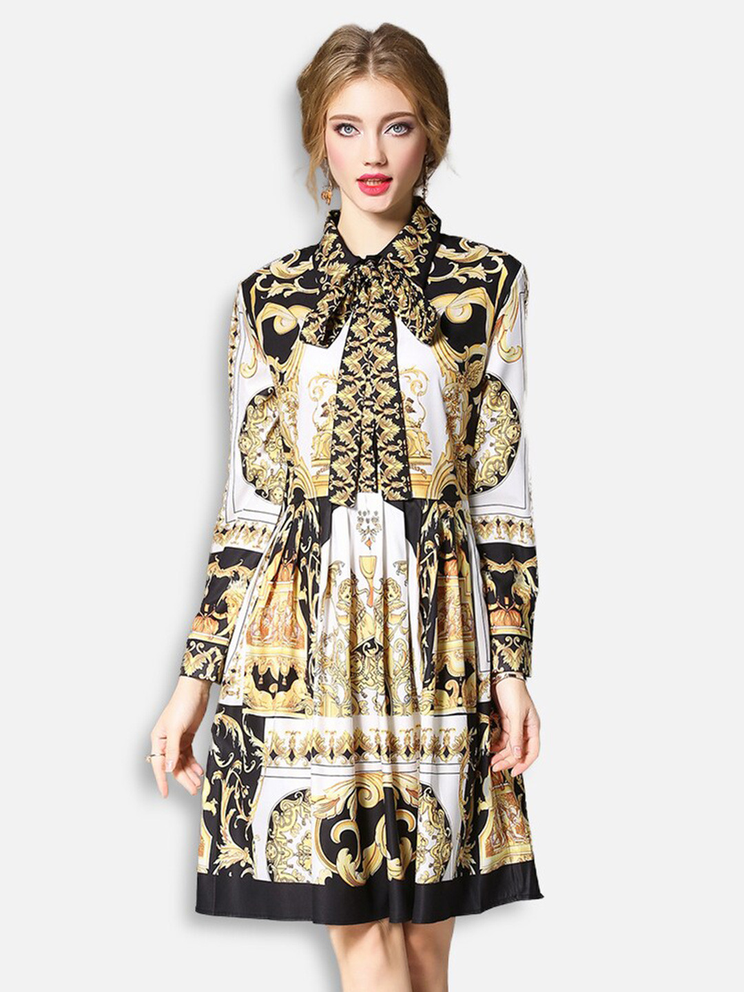 JC Collection Yellow & Black Bohemian Shirt Dress