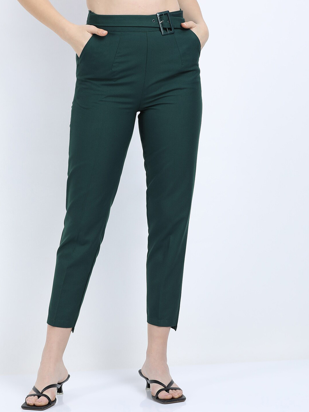 Tokyo Talkies Women Green Skinny Fit Chinos Trousers