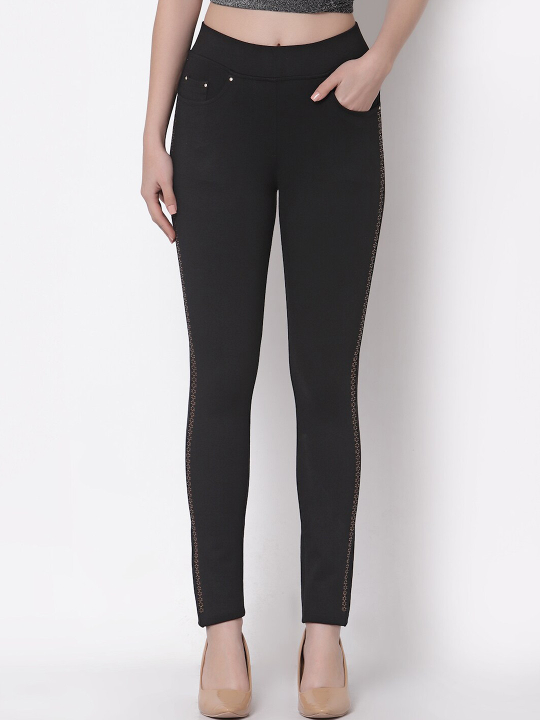 Westwood Women Black Crystal Embellished Jeggings