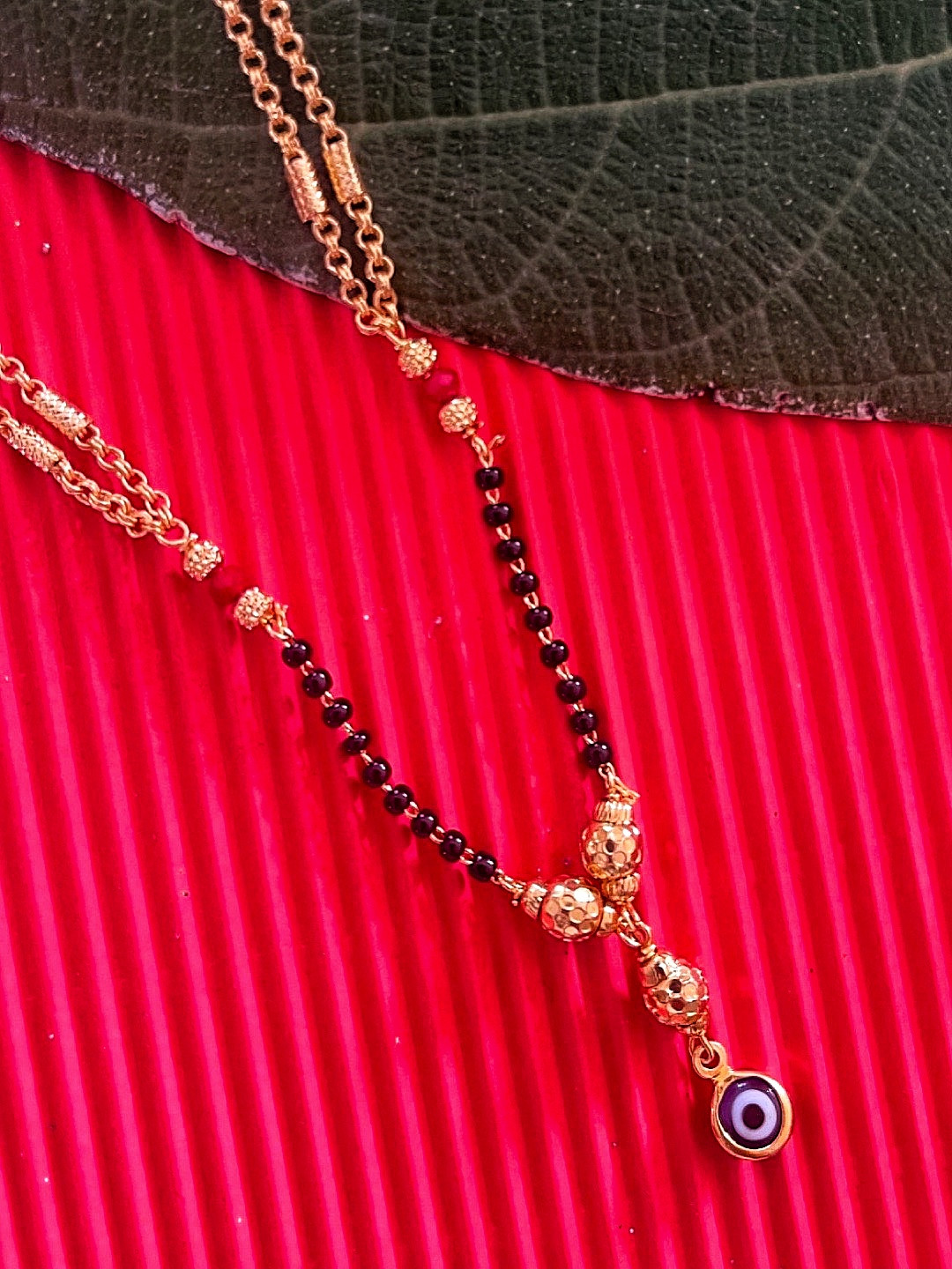 Digital Dress Room Gold-Plated Black & Blue Beaded Mangalsutra