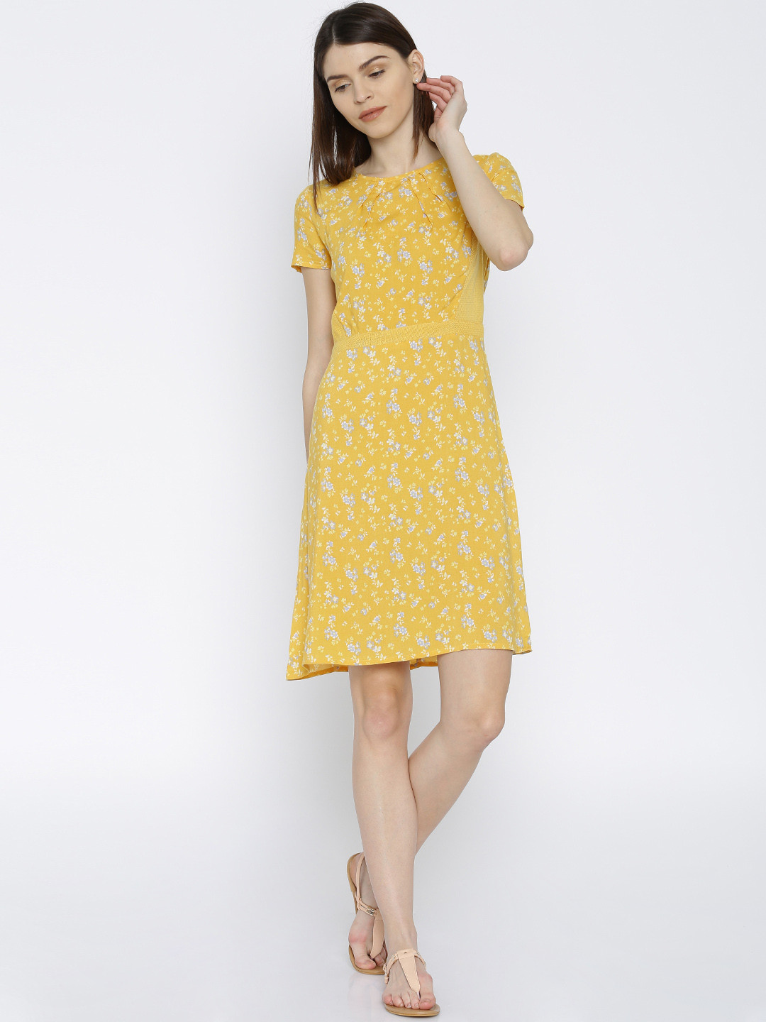 Jealous 21 Women Yellow Printed A-Line Dress