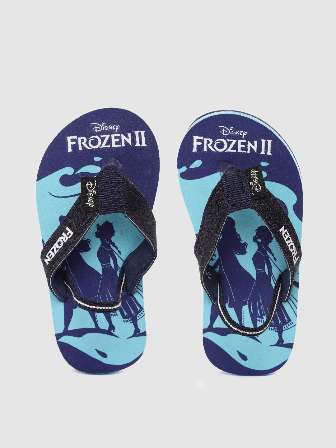 toothless Girls Blue Frozen Printed Rubber Thong Flip-Flops