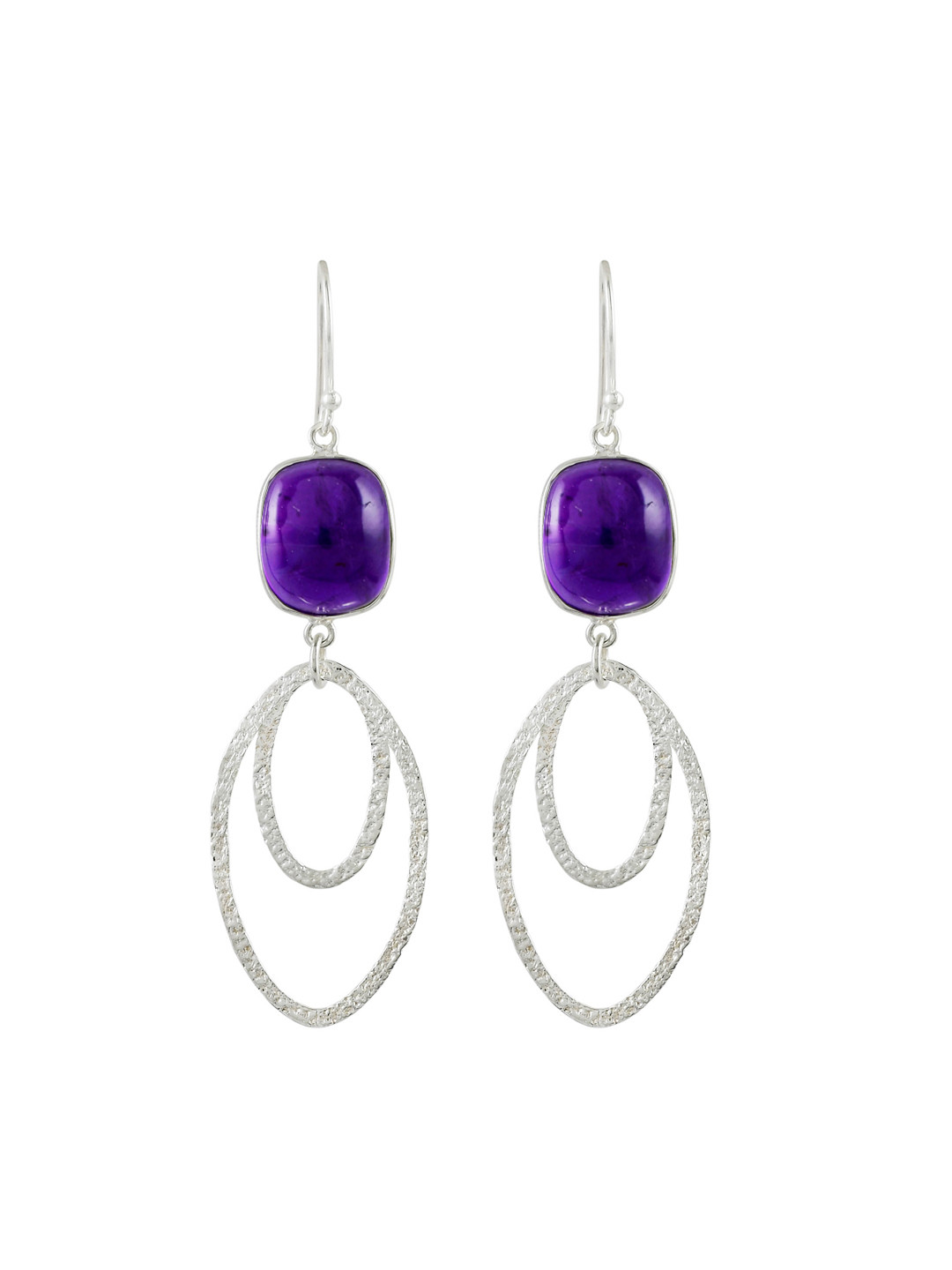 ERILINE JEWELRY 925 Sterling Silver & Violet Amethyst Geometric Drop Earrings