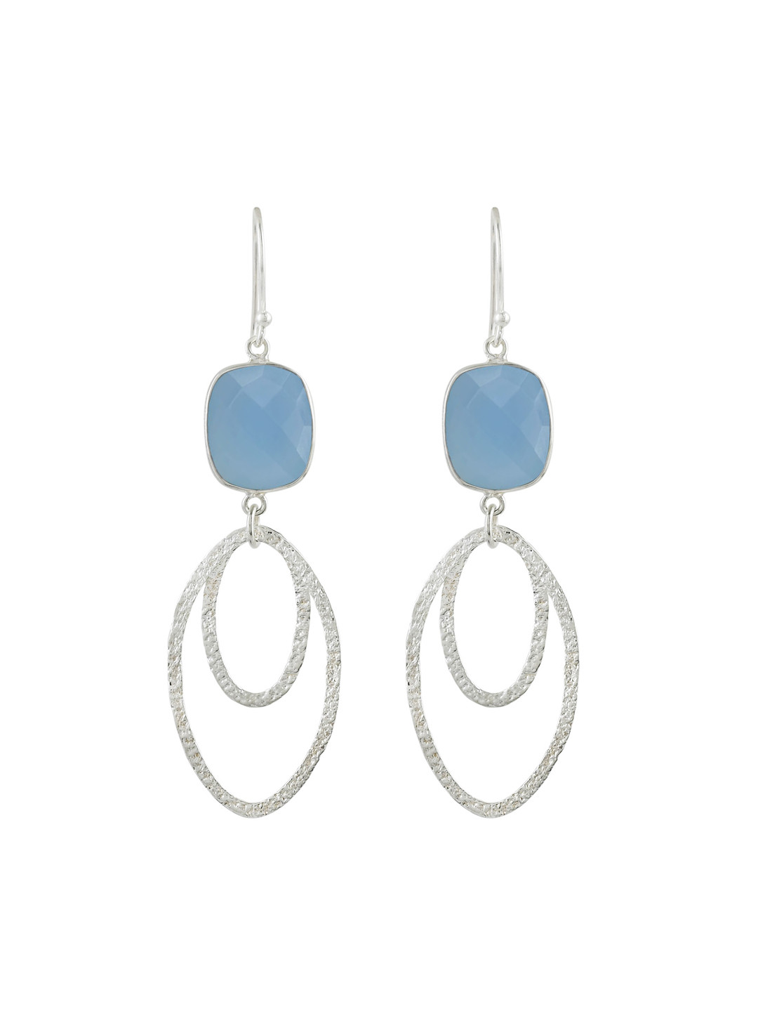 ERILINE JEWELRY 925 Sterling Silver Chalcedony Silver-Plated Geometric Drop Earrings
