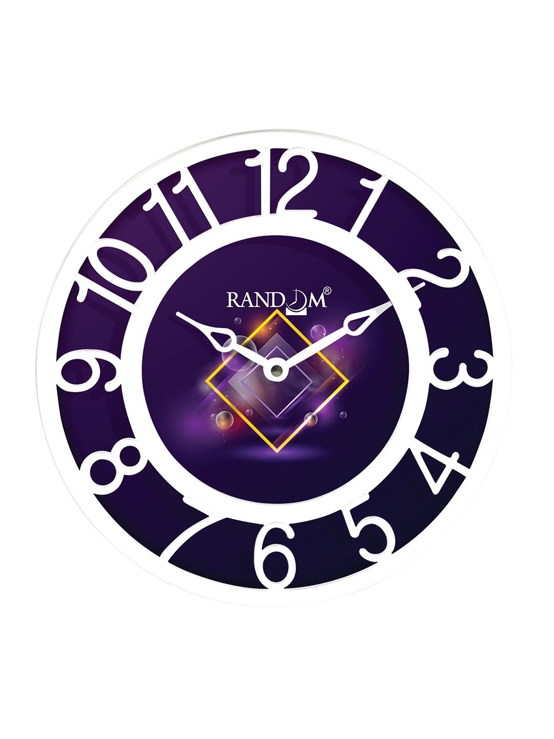 RANDOM Purple   White Printed Contemporary 20 cm Table Cum Wall Analogue Clock