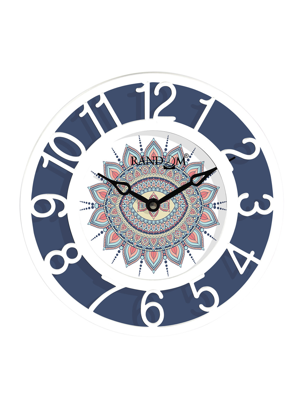 RANDOM Navy Blue Plastic Large Display Round Battery Analogue Wall Clock-21cm