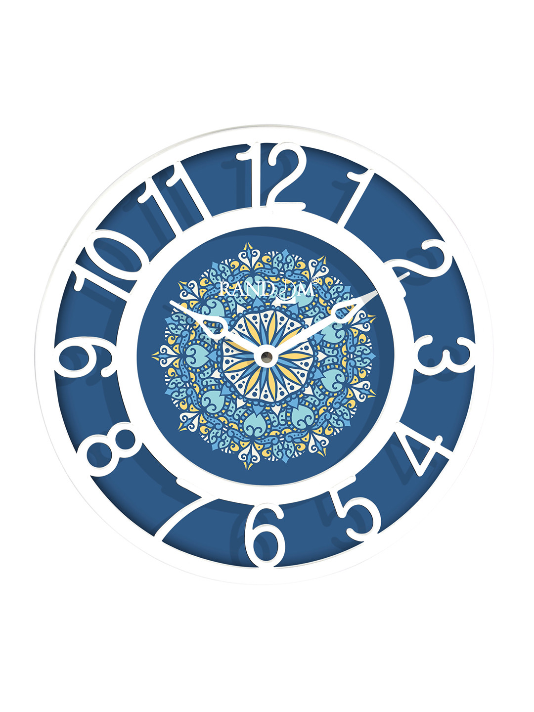 RANDOM Blue & White Printed Contemporary 20 cm Table Cum Wall Analogue Clock