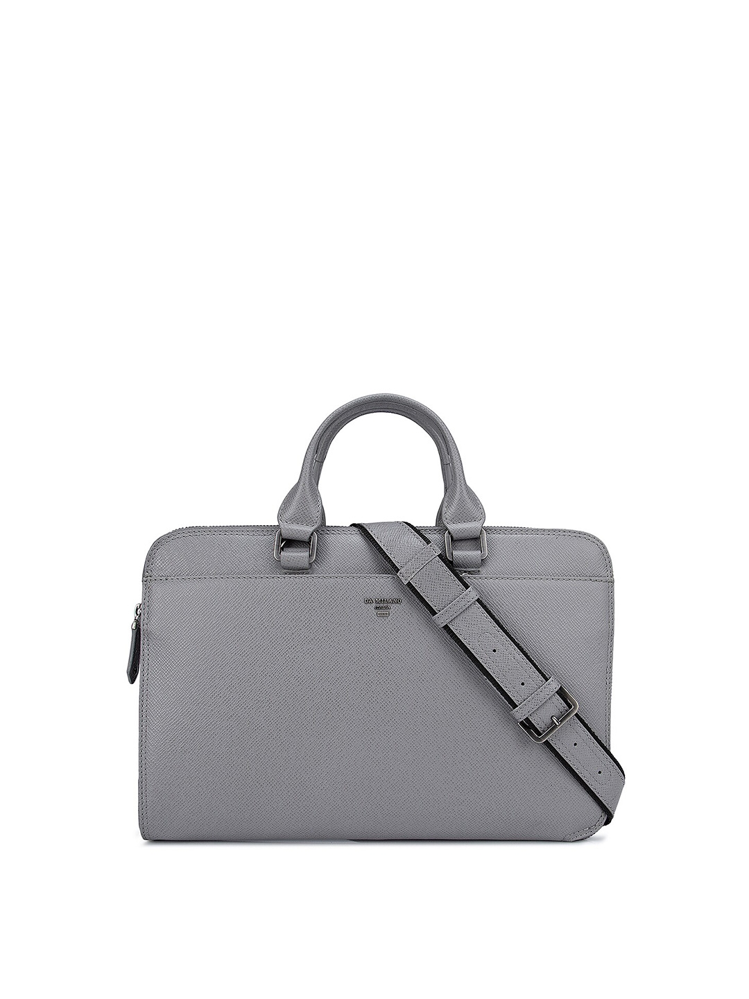 Da Milano Unisex Grey Textured 12 Inch Laptop Bag