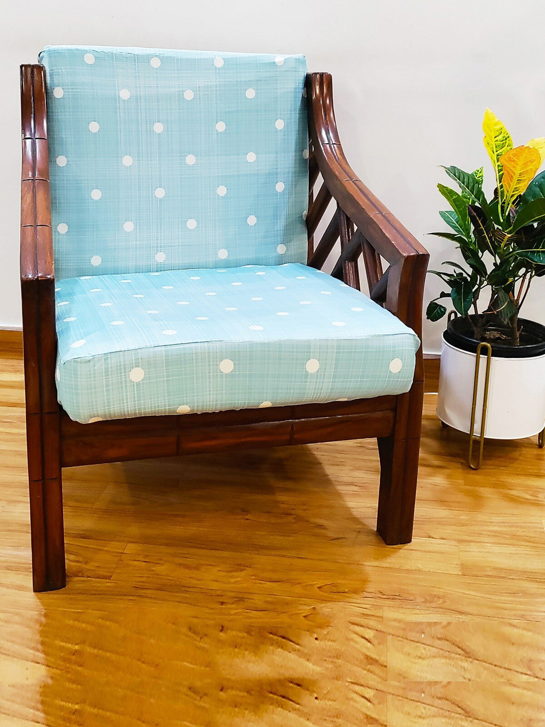 STITCHNEST Green Polka Dot Chair Seat Cover