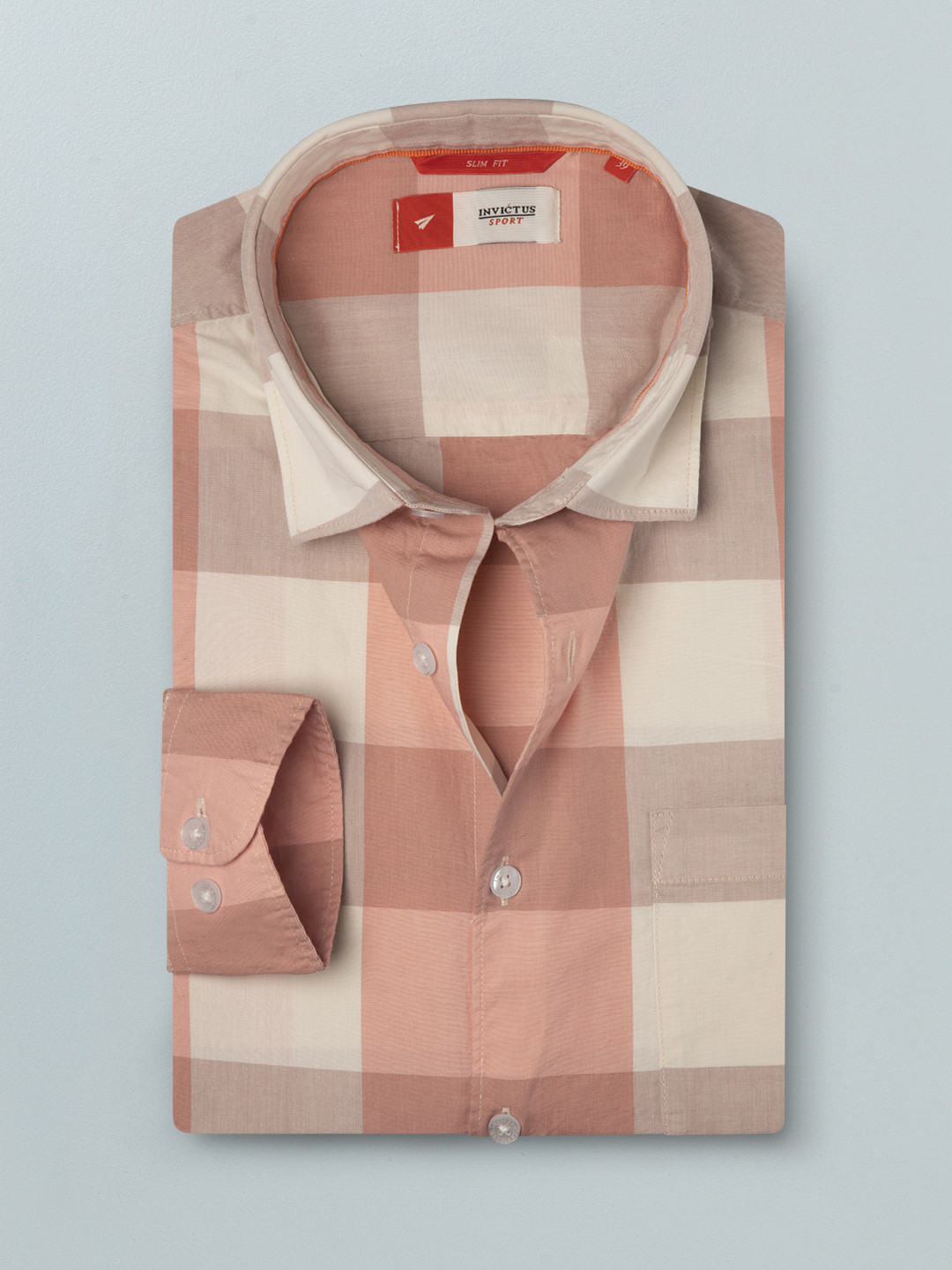 INVICTUS Men Off White Slim Fit Buffalo Checks Casual Shirt