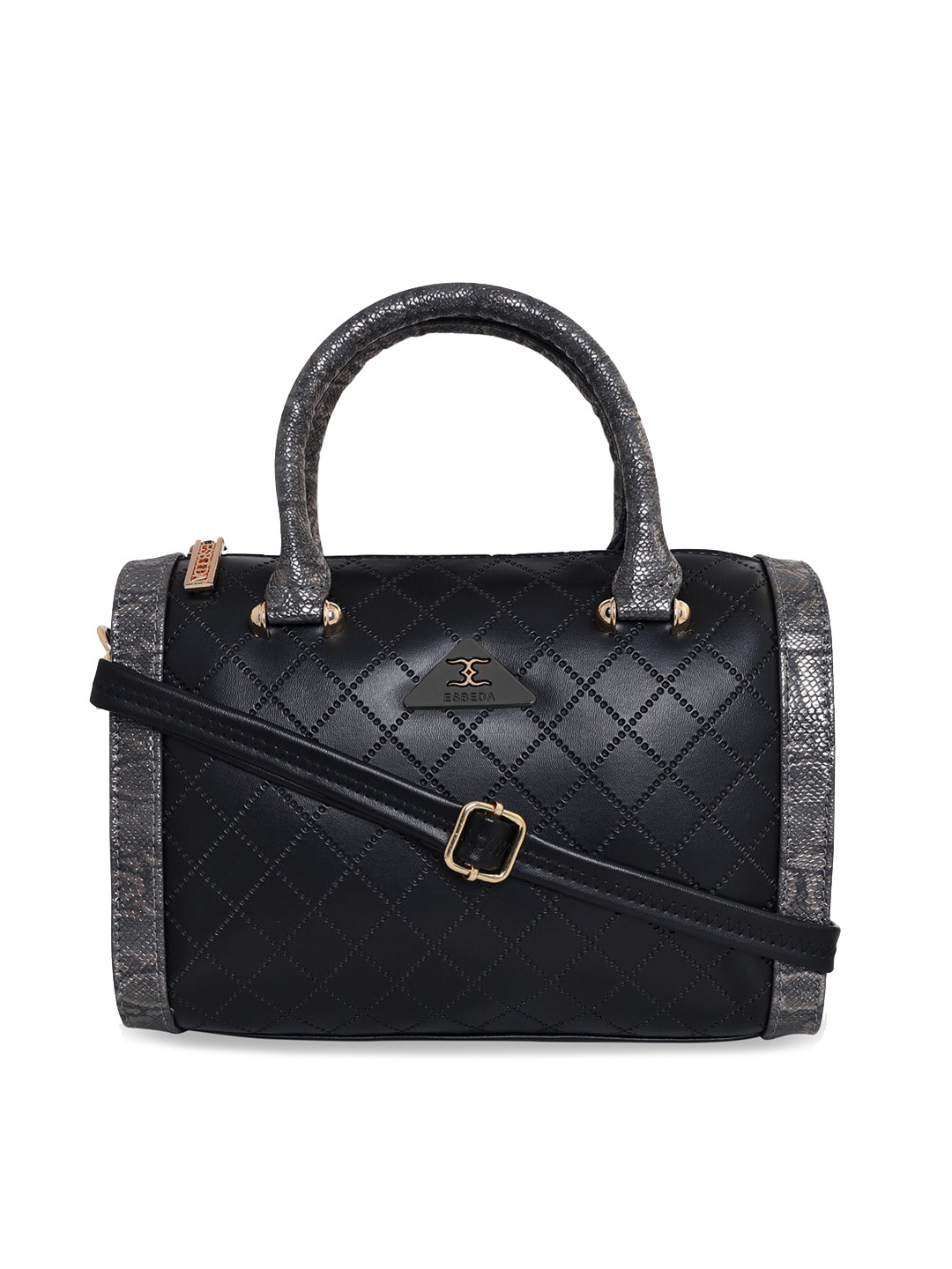 ESBEDA Black Textured PU Structured Handheld Bag with Quilted