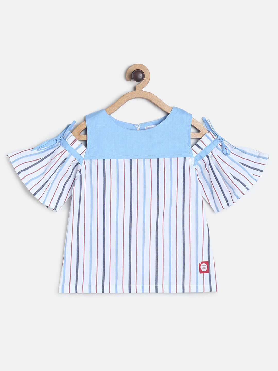 TALES & STORIES White & Blue Pure Cotton Striped Top