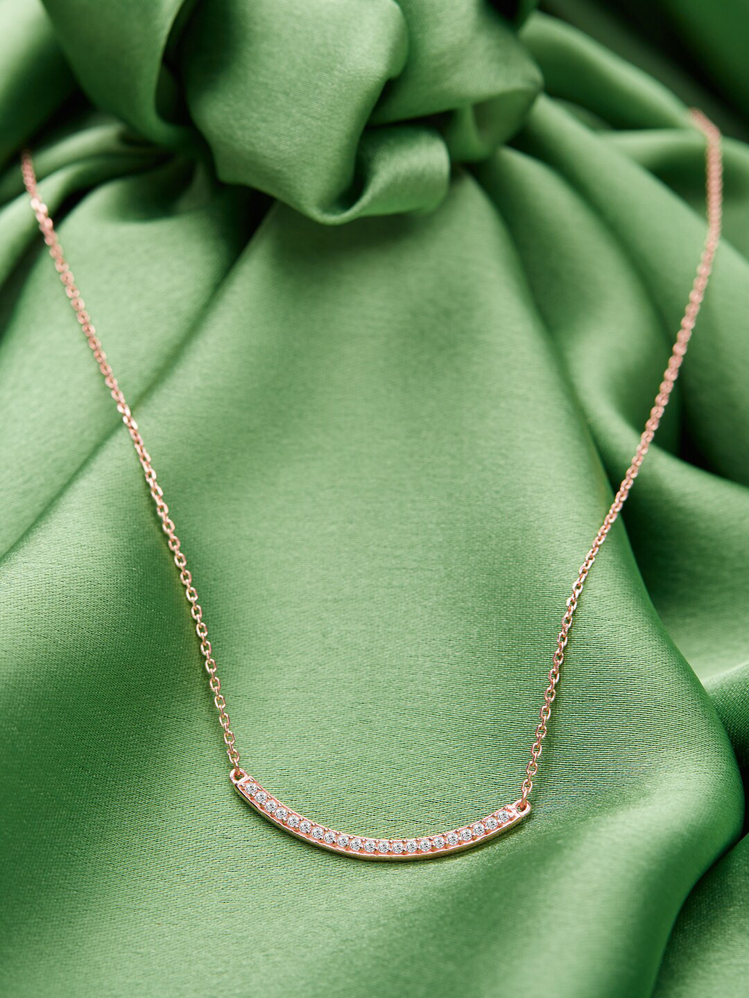 GIVA 925 Sterling Silver Rose Gold Plated Zircon Arc Necklace Pendant