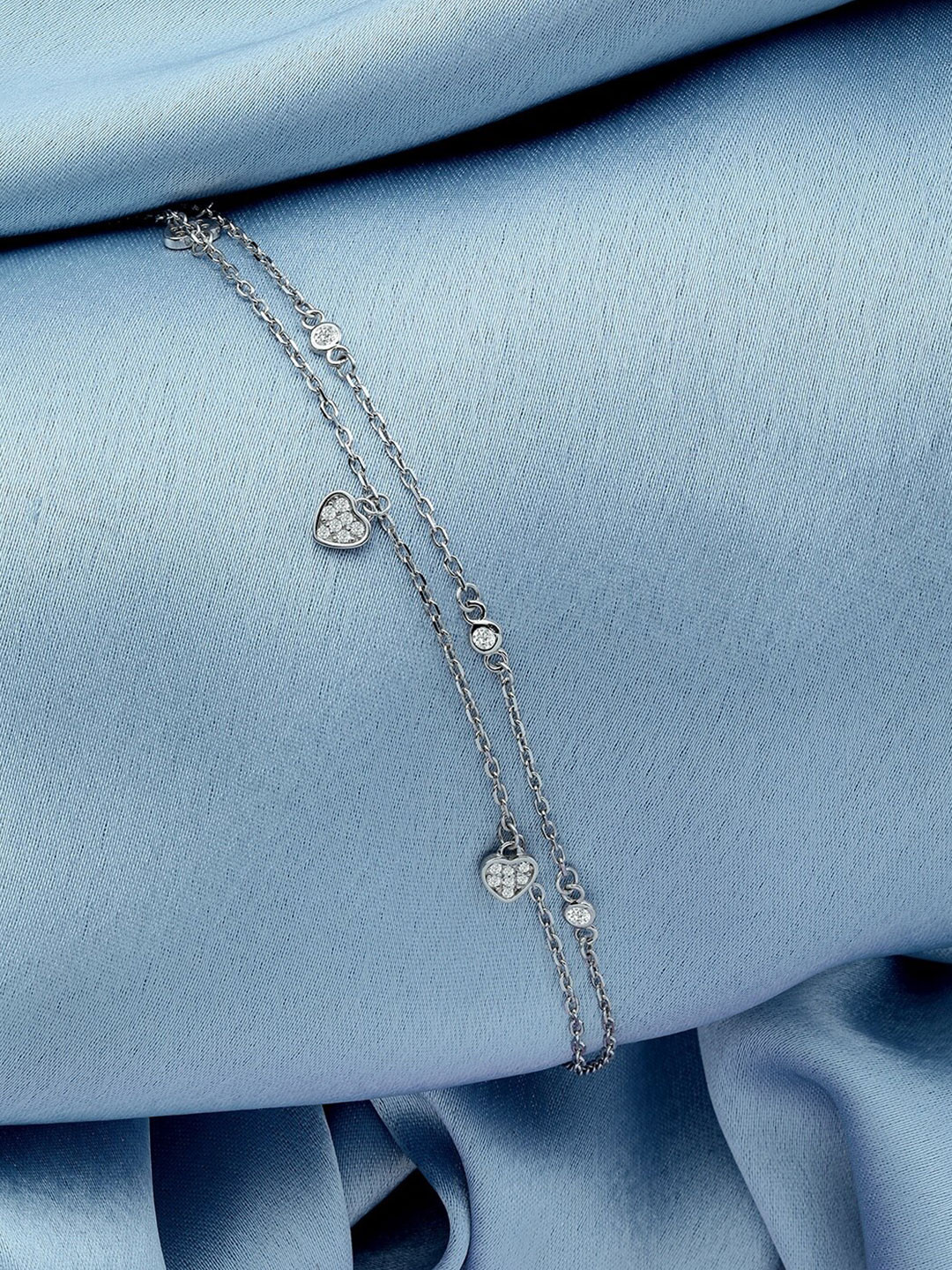 GIVA 925 Silver Zircon Heart Charm Bracelet