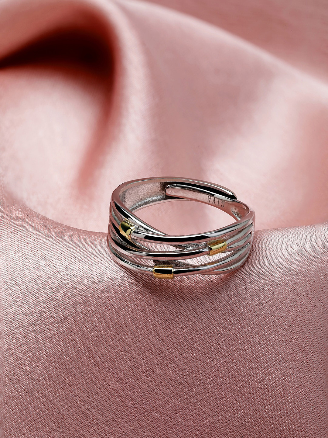 GIVA 925 Silver and Golden Weave Ring