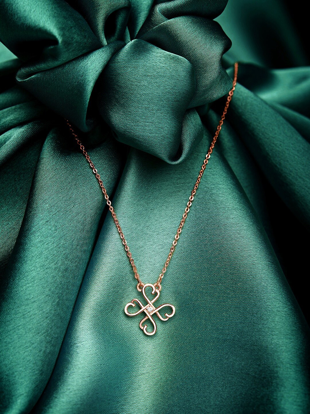 GIVA Rose Gold-Plated & White CZ-Studded 925 Sterling Silver Pendant With Chain