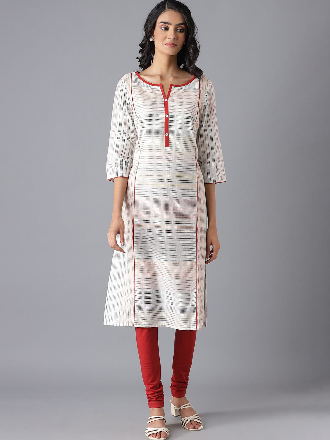 AURELIA Women White Mirror Work Kurta