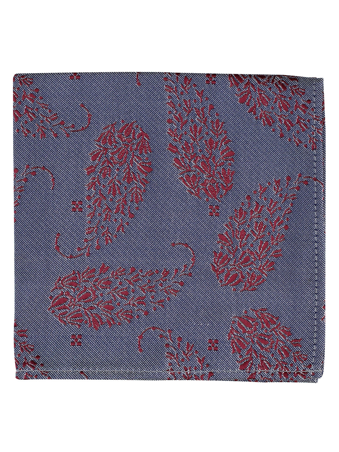 Kavove Men Blue & Red Paisley Printed Pocket Square