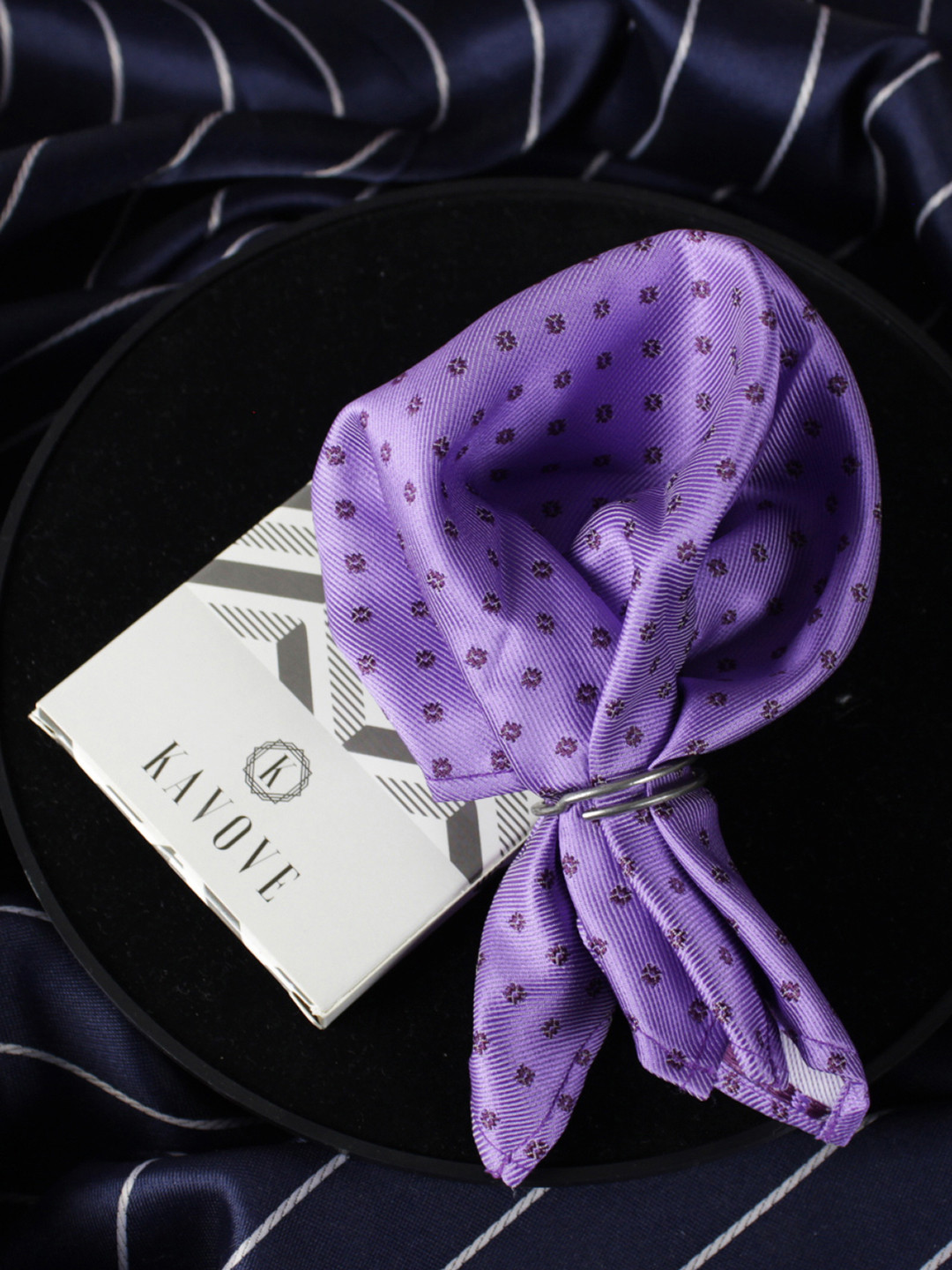 Kavove Purple Polka Dots Fusion Pocket Square