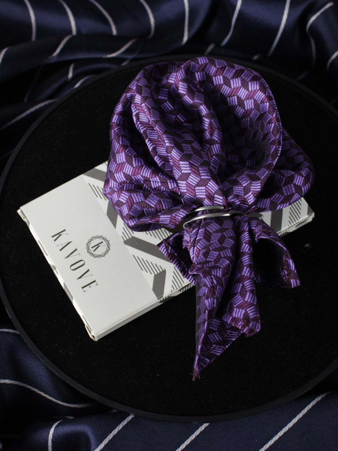 Kavove Men Purple The Abstractzoid Printed Pocket Square