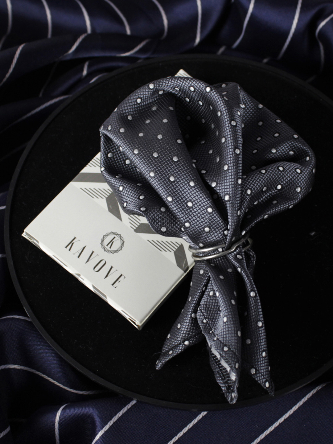 Kavove Men Grey The Enchanting Polka Dot Pocket Square