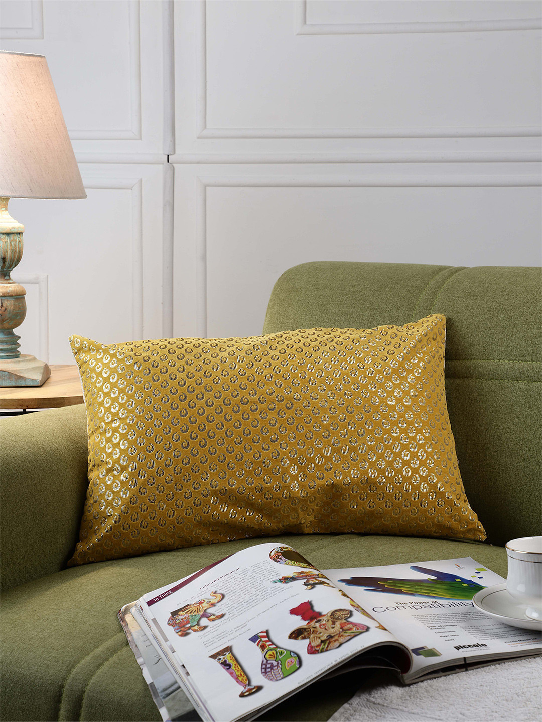 MIAH Decor Gold-Toned Velvet Rectangle Cushion Covers with Laser cutting