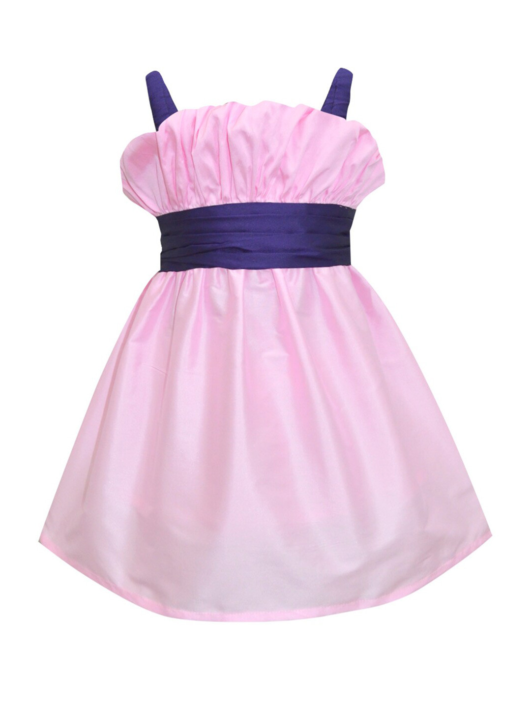 A T U N Pink & Navy Blue Dress