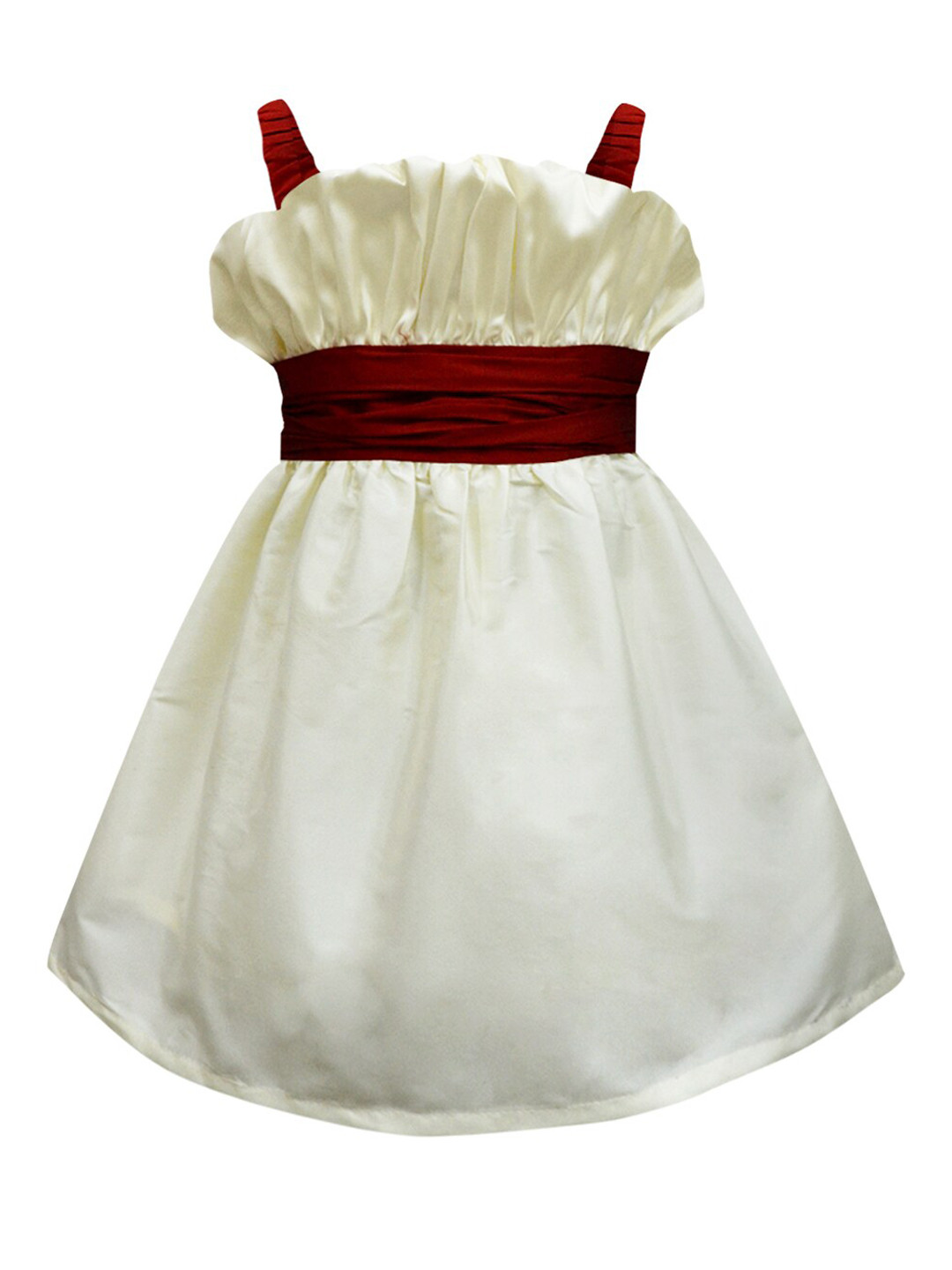 A.T.U.N. Girls Cream-Coloured & Maroon Strappy Dress