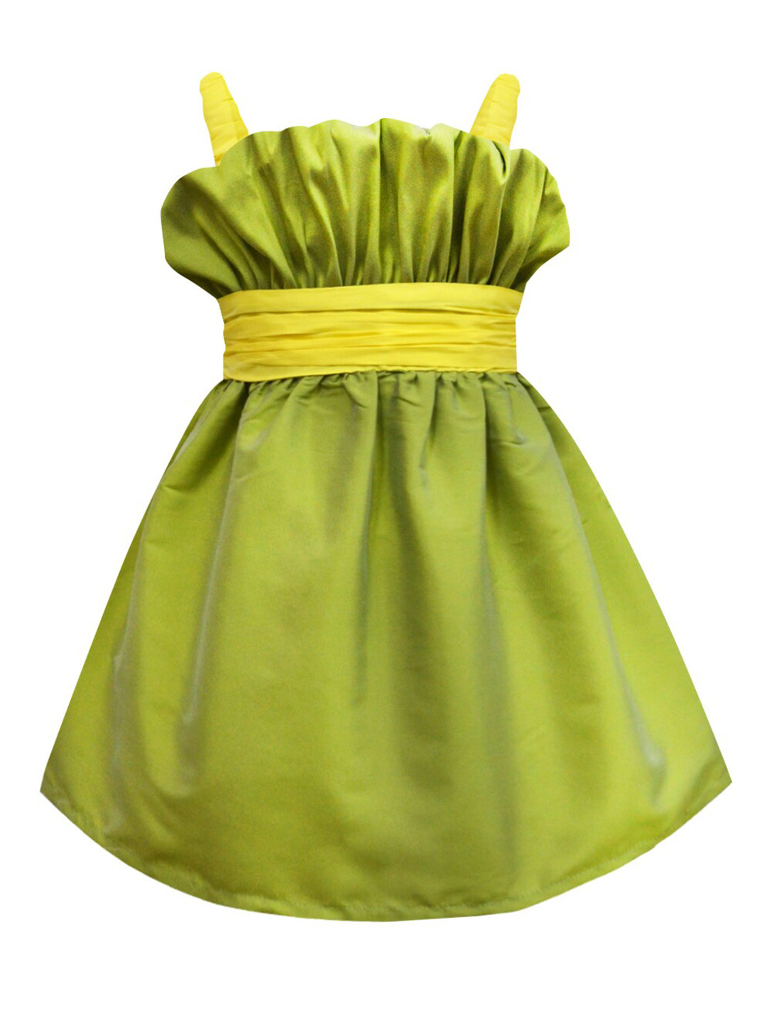 A.T.U.N. Girls Lime Green & Yellow Strappy Dress