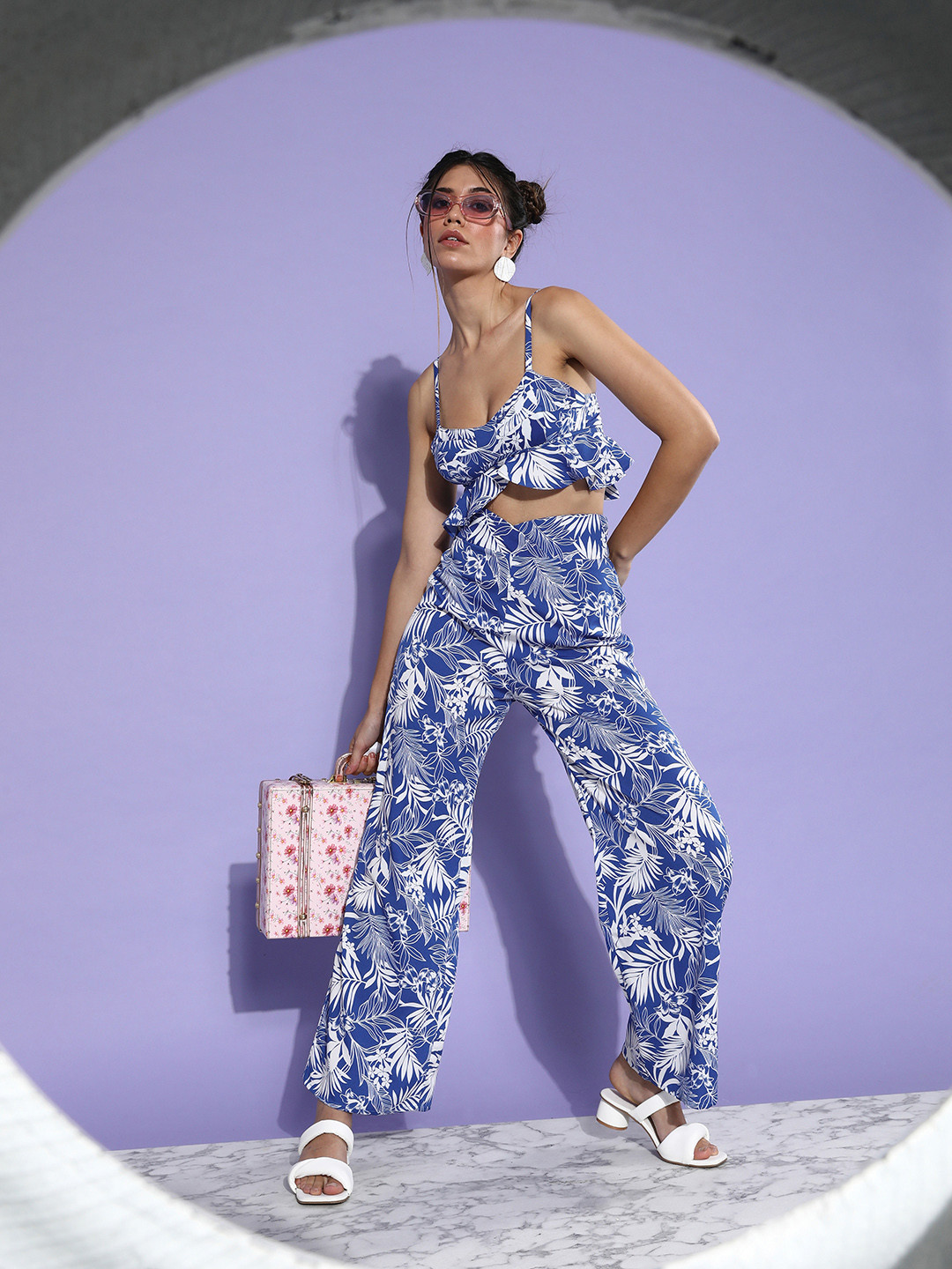EVERYDAY by ANI Women Stunning Blue Printed Top with Trousers