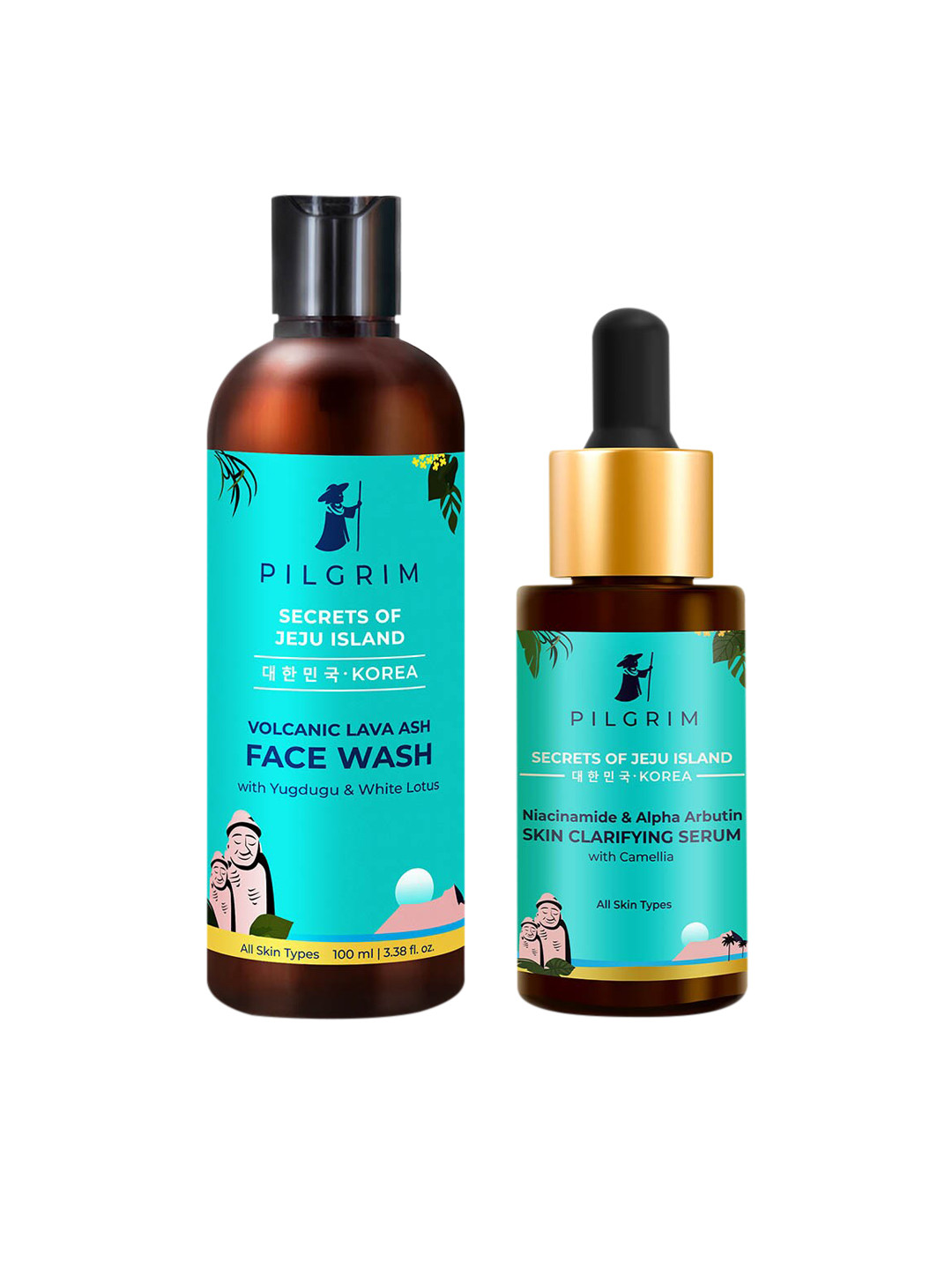 Pilgrim Set of Secrets of Jeju Island Volcanic Lava Ash Face Wash & Skin Clarifying Serum